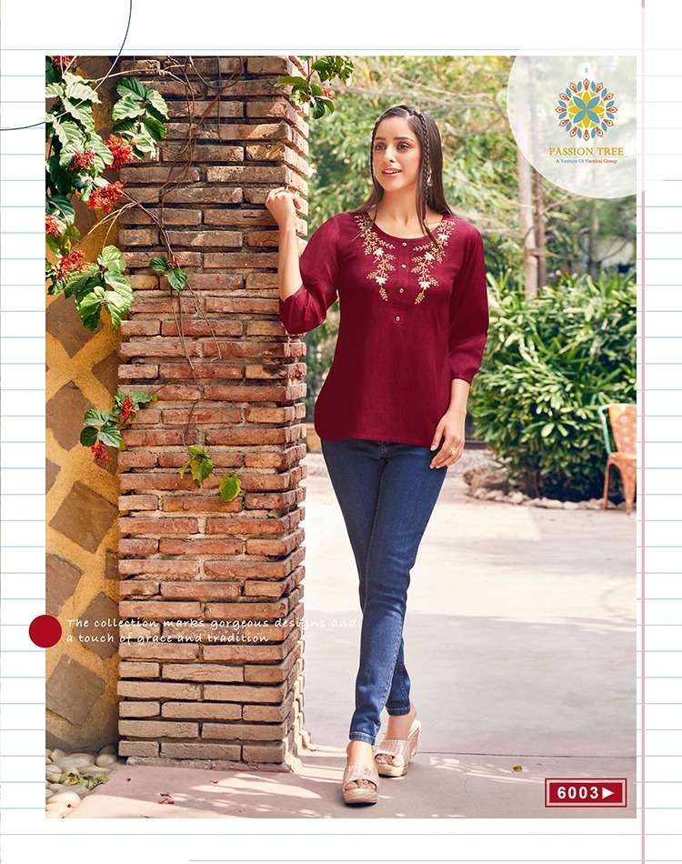 Flair Fiesta Vol-1 By Passion Tree 6001 To 6010 Series Beautiful Stylish Fancy Colorful Casual Wear & Ethnic Wear Heavy Rayon Slub Tops At Wholesale Price
