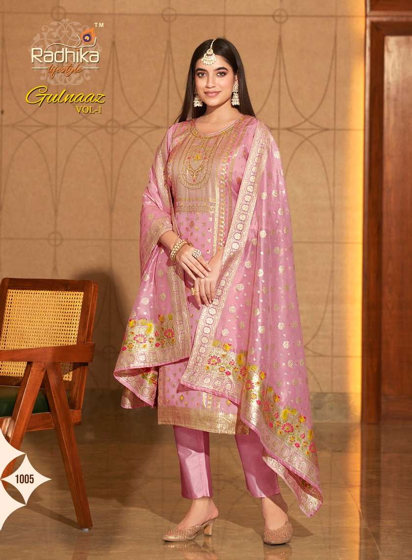 Gulnaaz Vol-1 By Radhika Lifestyle 1001 To 1006 Series Festive Suits Beautiful Fancy Colorful Stylish Party Wear & Occasional Wear Organza Dresses At Wholesale Price