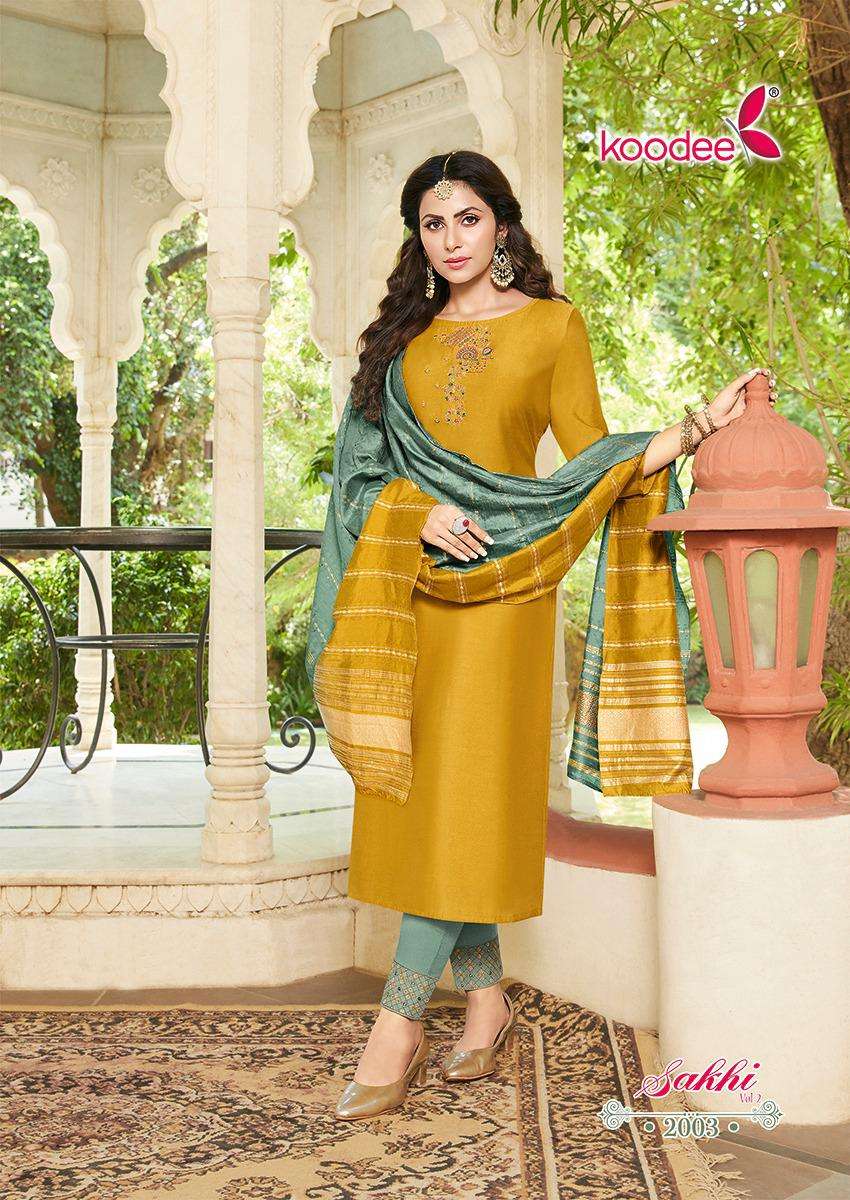 Sakhi Vol-2 By Koodee 2001 To 2006 Series Designer Festive Suits Collection Beautiful Stylish Fancy Colorful Party Wear & Occasional Wear Chanderi Dresses At Wholesale Price