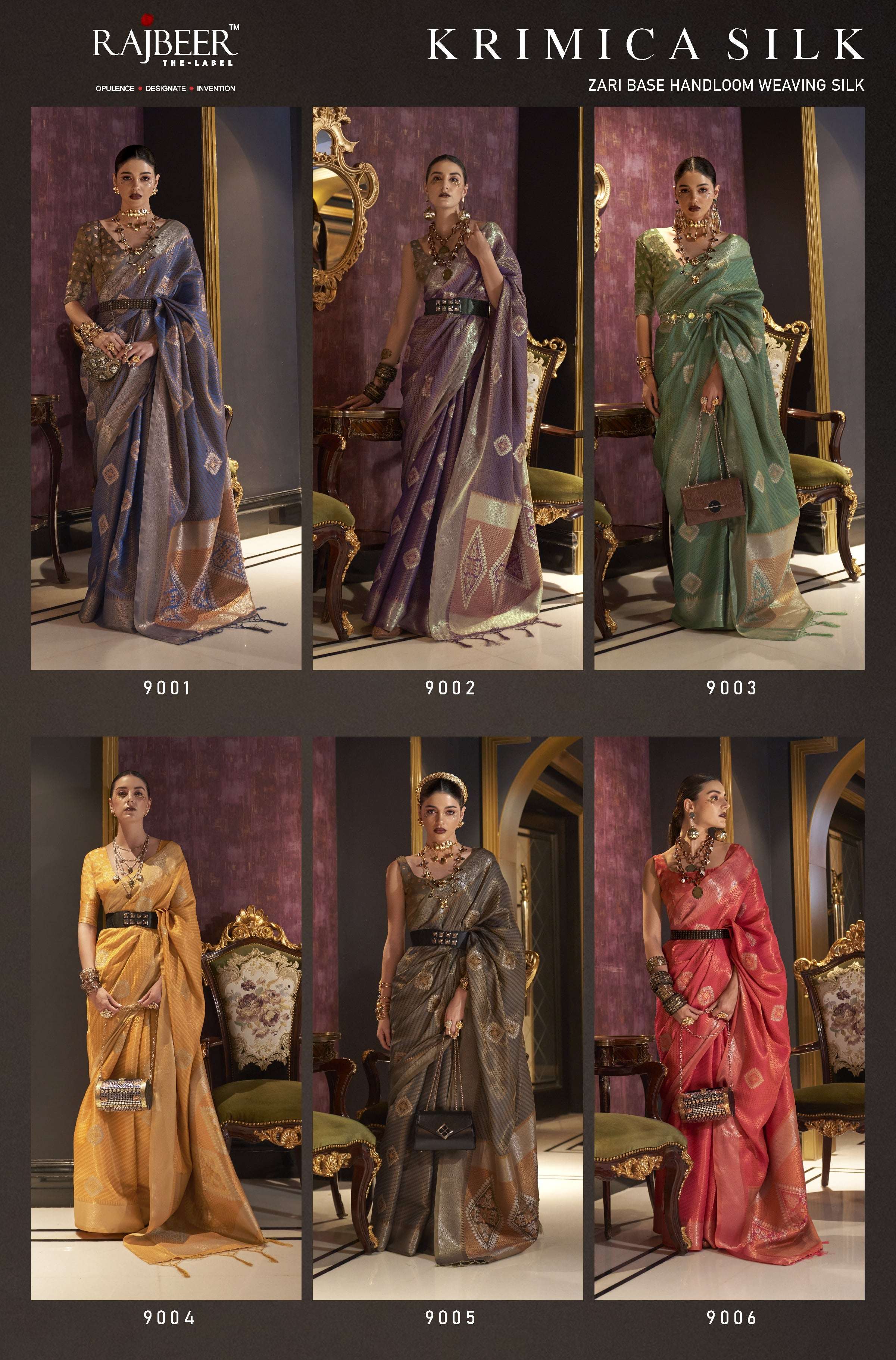 Krimica Silk By Rajbeer 9001 To 9006 Series Indian Traditional Wear Collection Beautiful Stylish Fancy Colorful Party Wear & Occasional Wear Silk Sarees At Wholesale Price