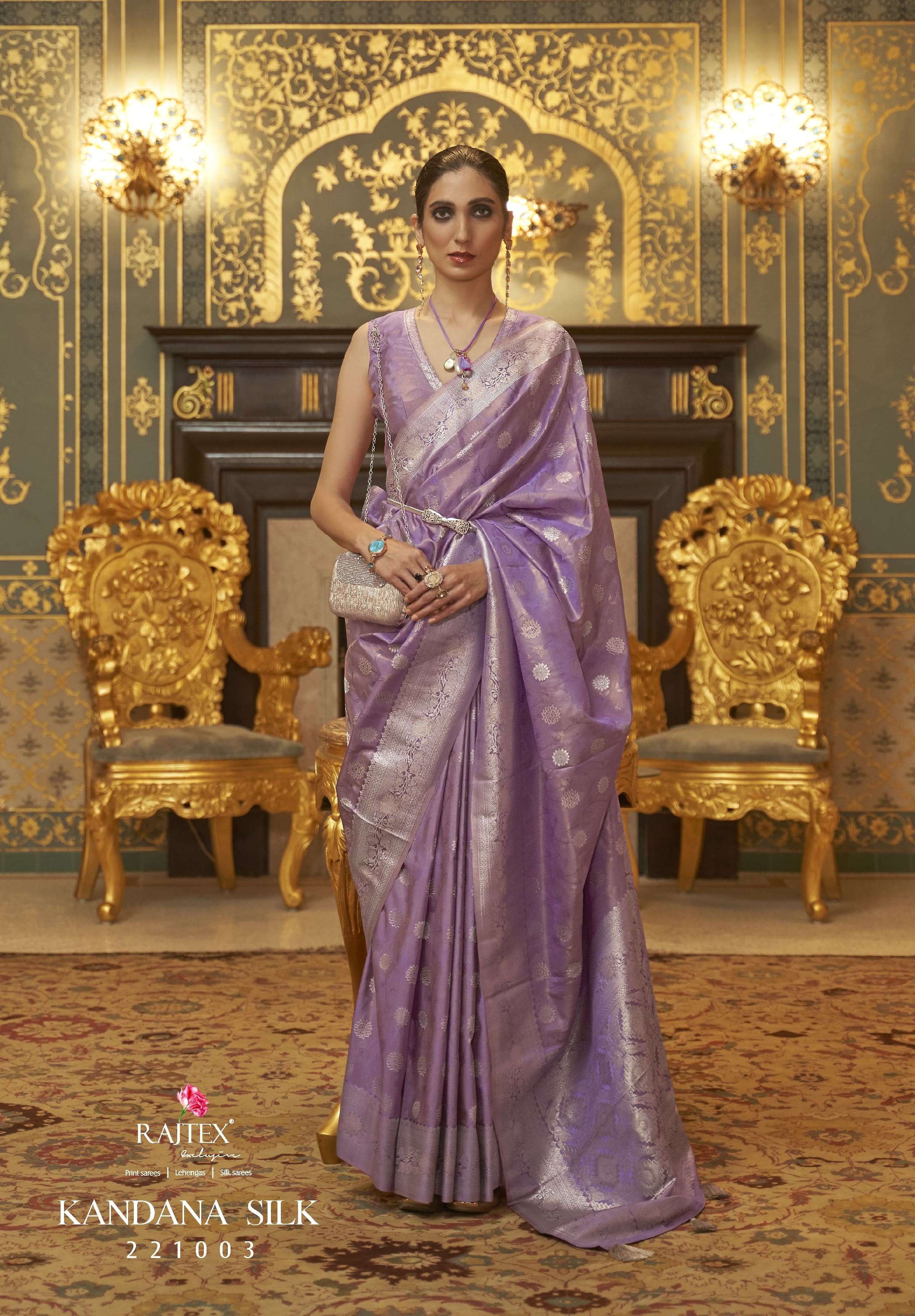 Kandana Silk By Raj Tex 221001 To 221006 Series Indian Traditional Wear Collection Beautiful Stylish Fancy Colorful Party Wear & Occasional Wear Satin Silk Sarees At Wholesale Price