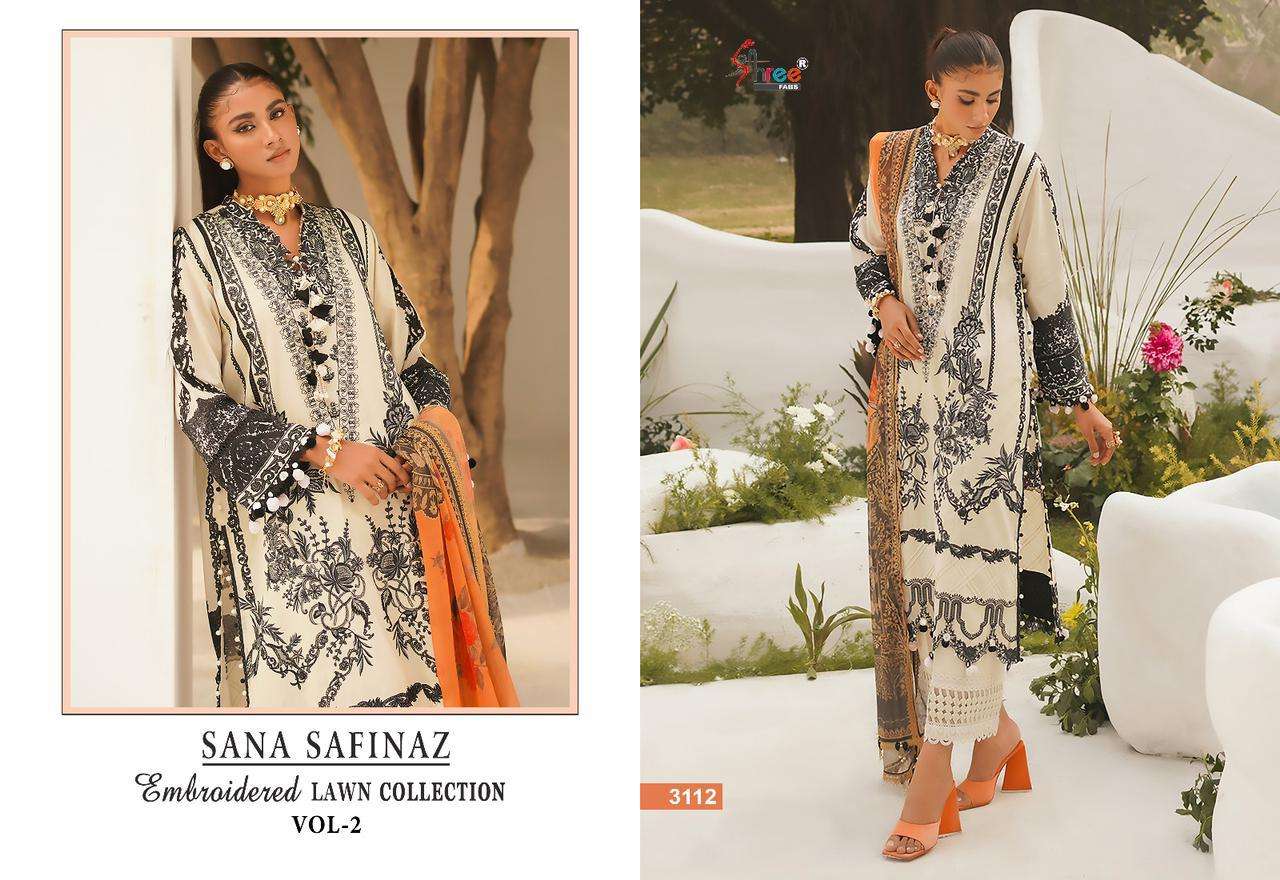 Sana Safinaz Embroidered Lawn Collection Vol-2 By Shree Fabs 3110 To 3117 Series Beautiful Pakistani Suits Colorful Stylish Fancy Casual Wear & Ethnic Wear Pure Lawn Cotton Embroidered Dresses At Wholesale Price