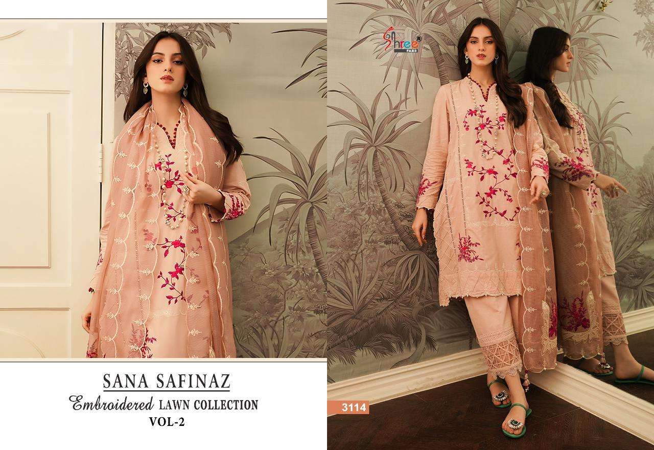 Sana Safinaz Embroidered Lawn Collection Vol-2 By Shree Fabs 3110 To 3117 Series Beautiful Pakistani Suits Colorful Stylish Fancy Casual Wear & Ethnic Wear Pure Lawn Cotton Embroidered Dresses At Wholesale Price