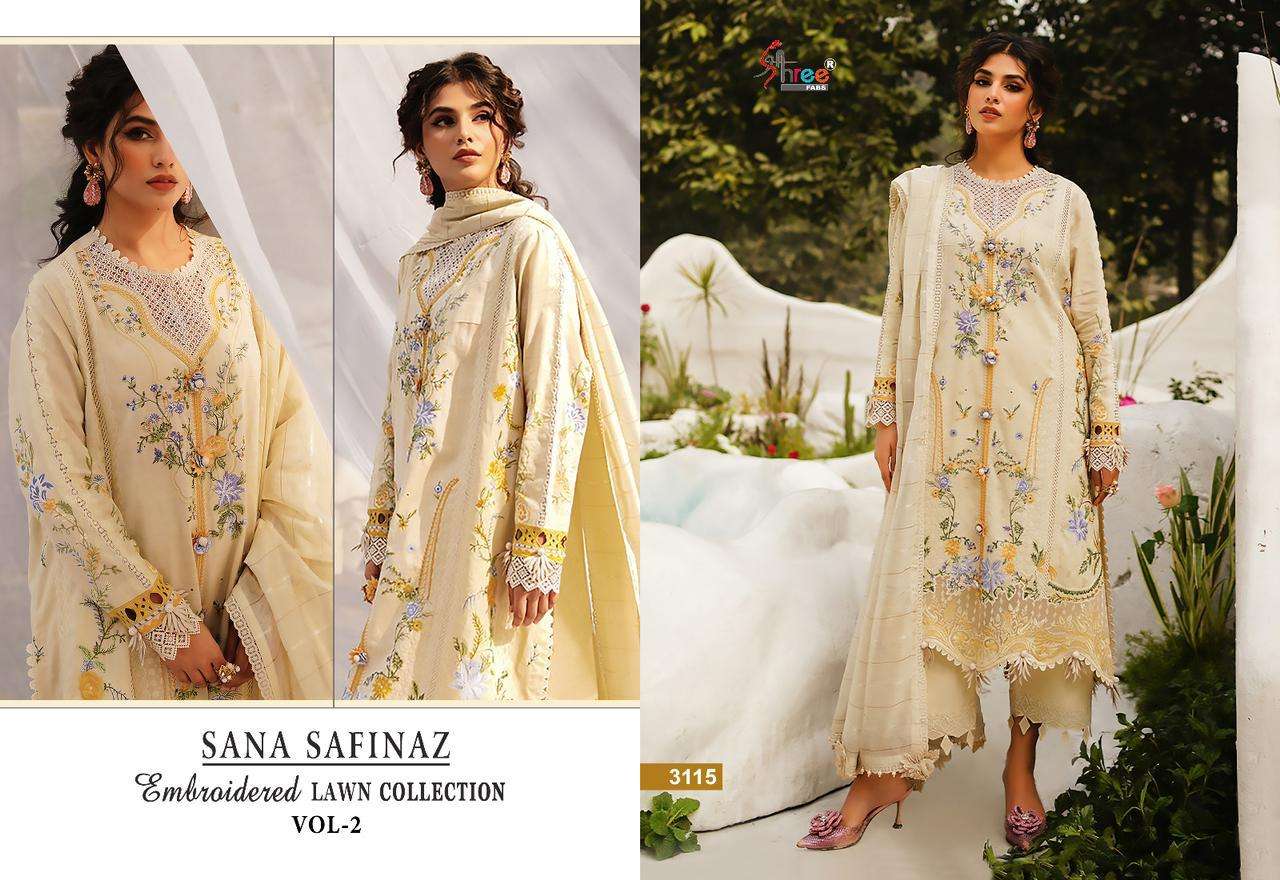Sana Safinaz Embroidered Lawn Collection Vol-2 By Shree Fabs 3110 To 3117 Series Beautiful Pakistani Suits Colorful Stylish Fancy Casual Wear & Ethnic Wear Pure Lawn Cotton Embroidered Dresses At Wholesale Price