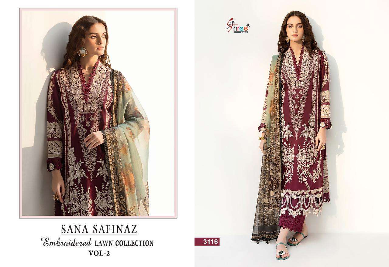 Sana Safinaz Embroidered Lawn Collection Vol-2 By Shree Fabs 3110 To 3117 Series Beautiful Pakistani Suits Colorful Stylish Fancy Casual Wear & Ethnic Wear Pure Lawn Cotton Embroidered Dresses At Wholesale Price