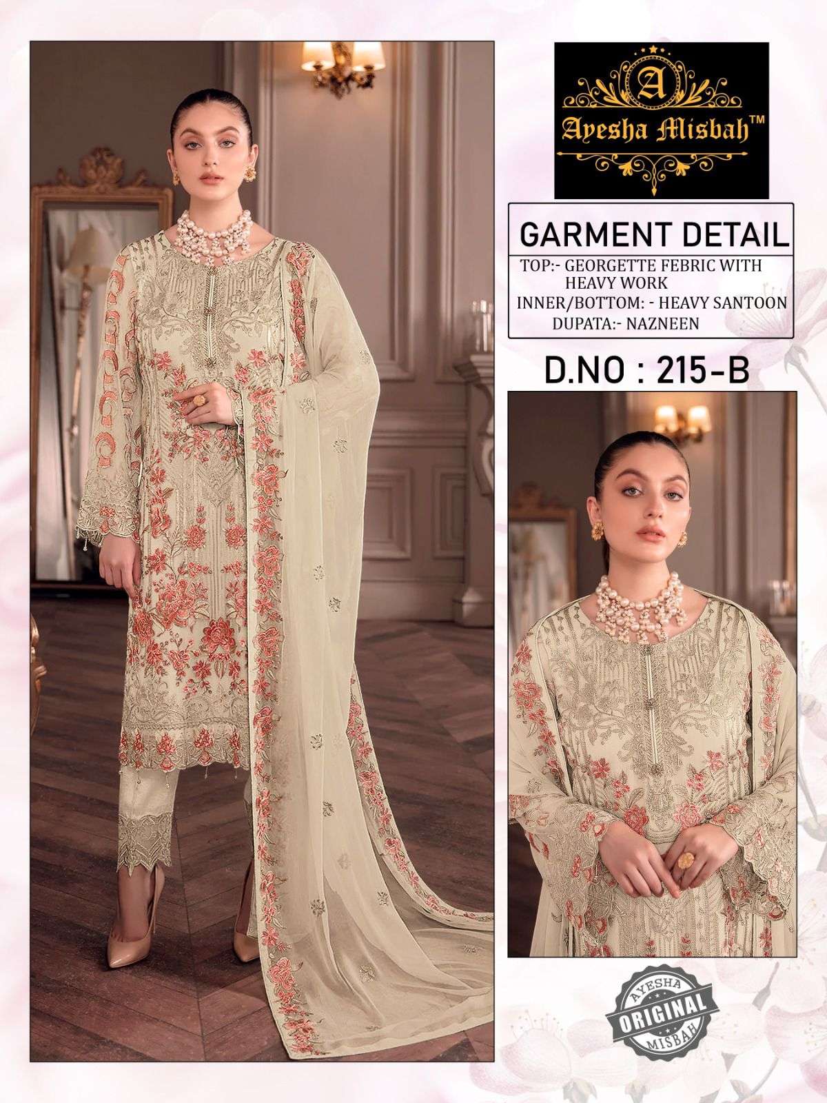 Ayesha Misbah 215 Colours By Fashid Wholesale 215-A To 215-F Series Beautiful Pakistani Suits Stylish Colorful Fancy Casual Wear & Ethnic Wear Heavy Georgette Embroidered Dresses At Wholesale Price
