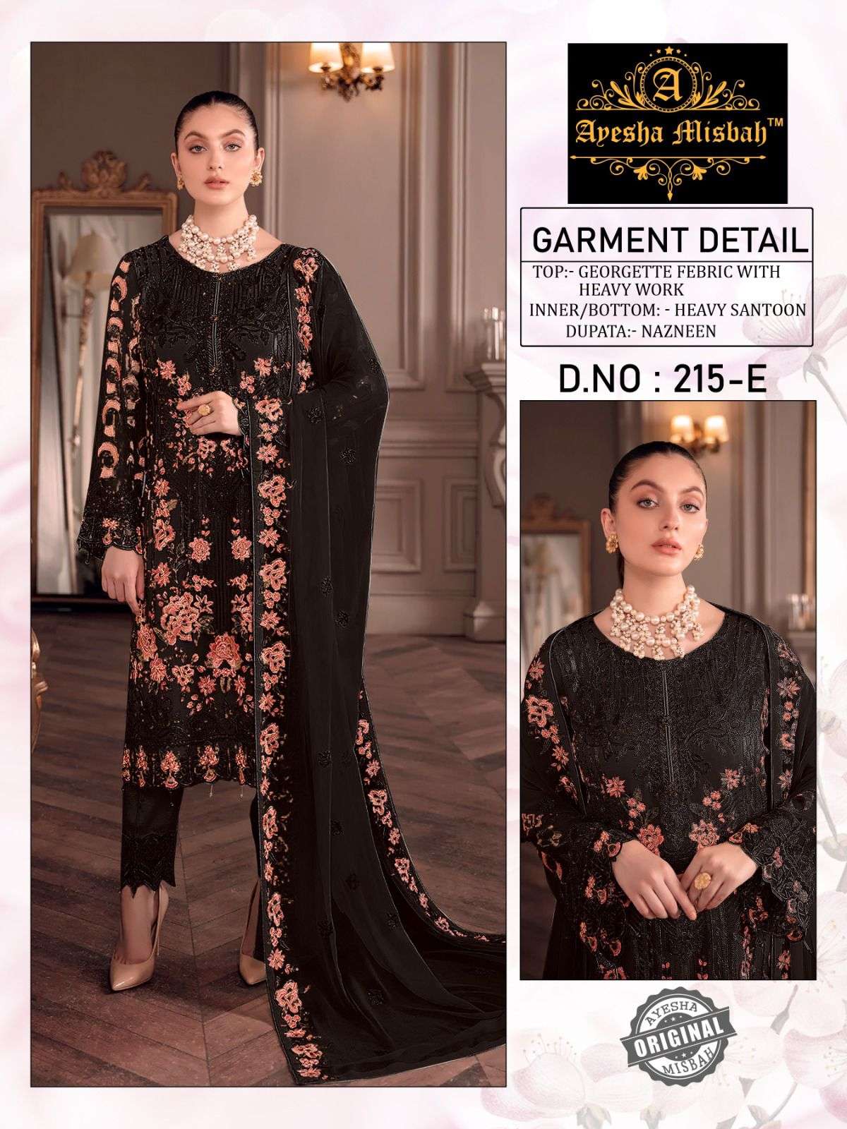 Ayesha Misbah 215 Colours By Fashid Wholesale 215-A To 215-F Series Beautiful Pakistani Suits Stylish Colorful Fancy Casual Wear & Ethnic Wear Heavy Georgette Embroidered Dresses At Wholesale Price