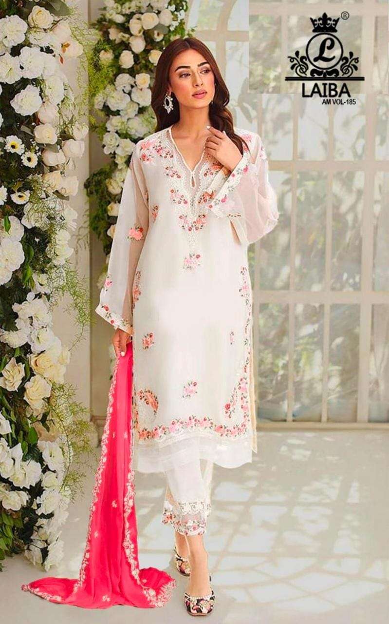 Am Vol-185 By Laiba 01 To 02 Series Beautiful Pakistani Suits Stylish Colorful Fancy Casual Wear & Ethnic Wear Pure Georgette Embroidered Dresses At Wholesale Price