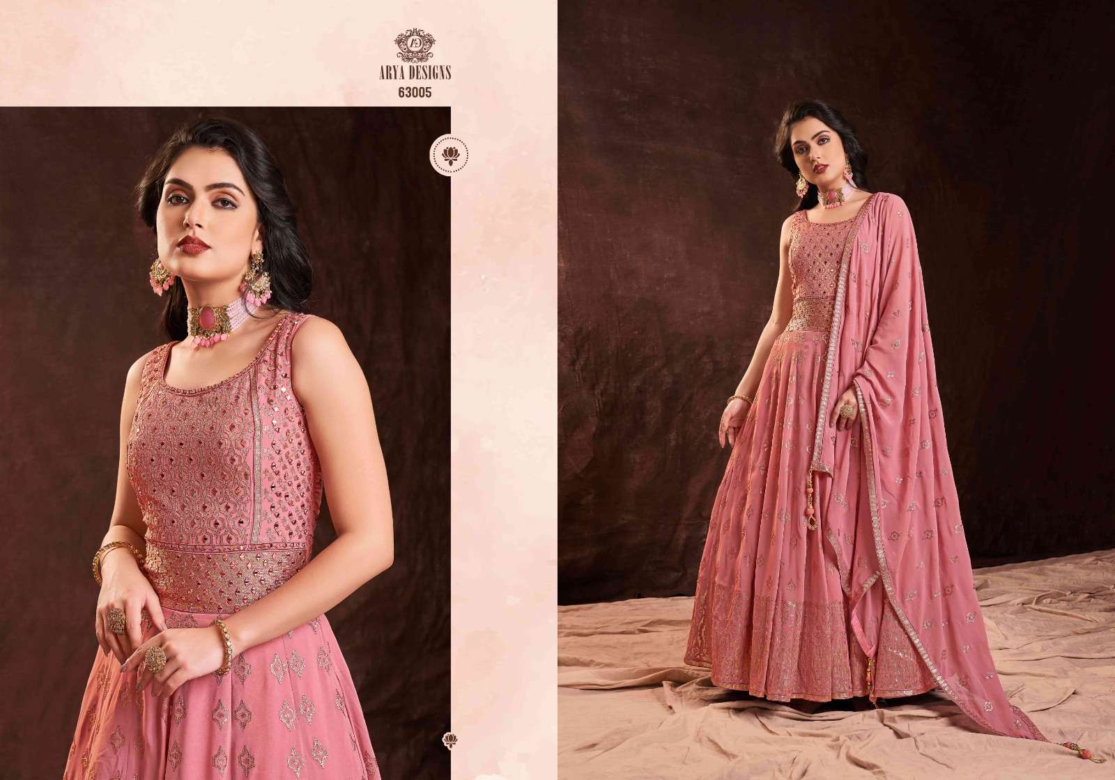 Zoya Vol-3 By Arya Designs 63001 To 63014 Series Beautiful Stylish Fancy Colorful Casual Wear & Ethnic Wear Georgette Gowns With Dupatta At Wholesale Price