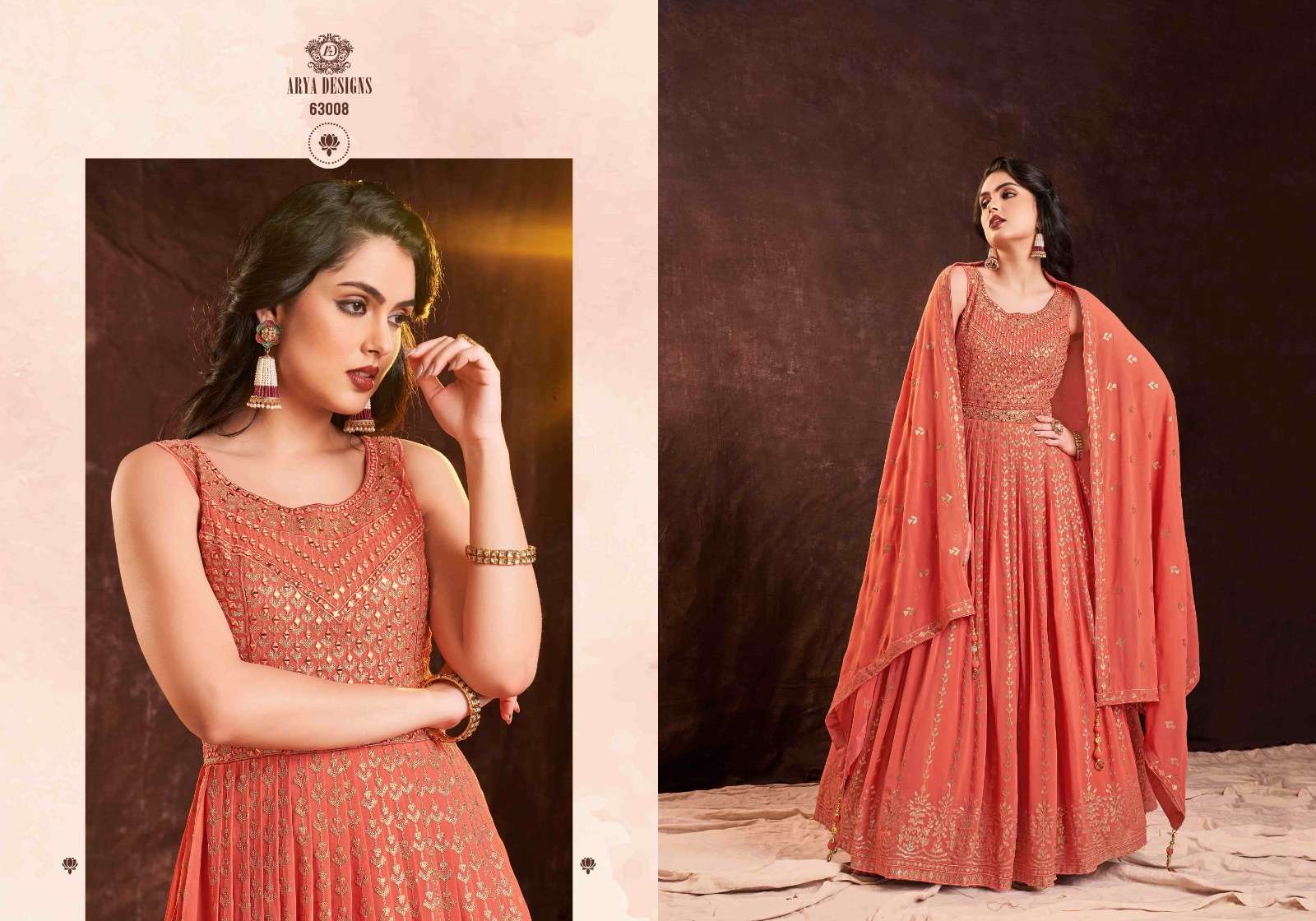 Zoya Vol-3 By Arya Designs 63001 To 63014 Series Beautiful Stylish Fancy Colorful Casual Wear & Ethnic Wear Georgette Gowns With Dupatta At Wholesale Price