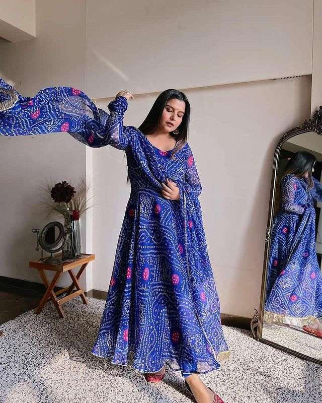 sachin and babi light blue dress Chiffon Maxi Batwing Sleeve Flowy Arabic Dress In BLUE