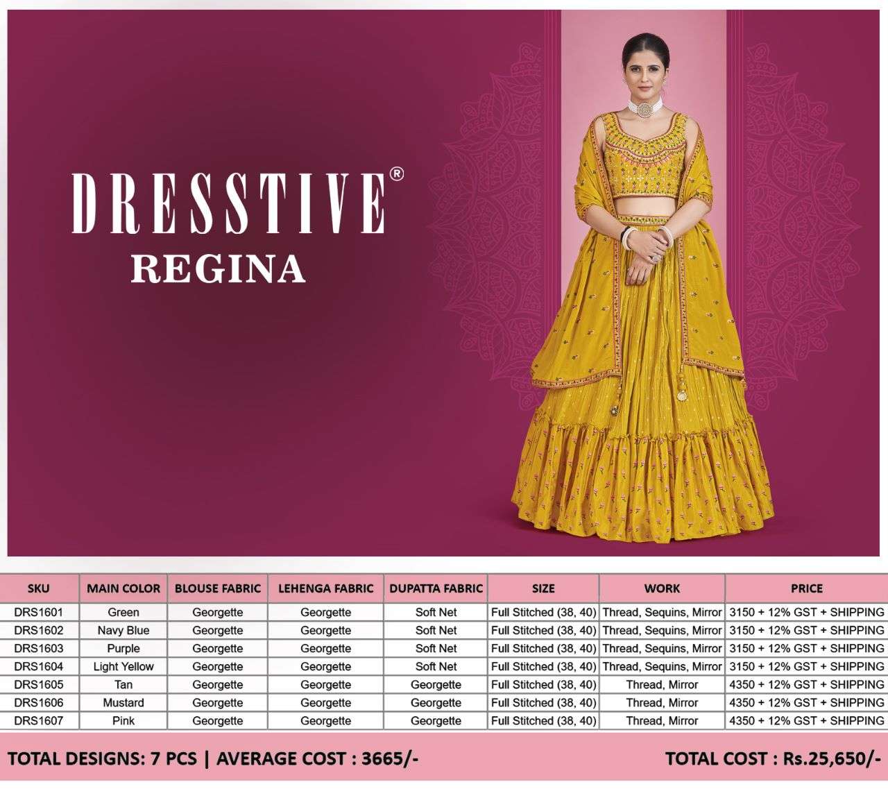 Regina By Dresstive 1601 To 1607 Series Designer Beautiful Wedding Collection Occasional Wear & Party Wear Georgette Lehengas At Wholesale Price