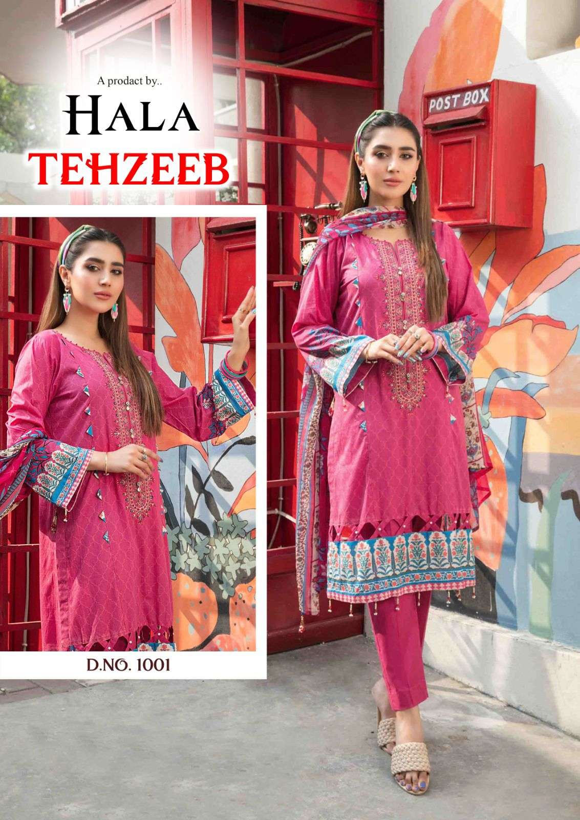 Tehzeeb By Hala 1001 To 1006 Series Beautiful Suits Colorful Stylish Fancy Casual Wear & Ethnic Wear Pure Cambric Cotton Print Dresses At Wholesale Price