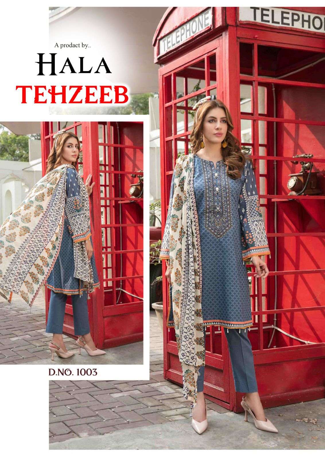 Tehzeeb By Hala 1001 To 1006 Series Beautiful Suits Colorful Stylish Fancy Casual Wear & Ethnic Wear Pure Cambric Cotton Print Dresses At Wholesale Price
