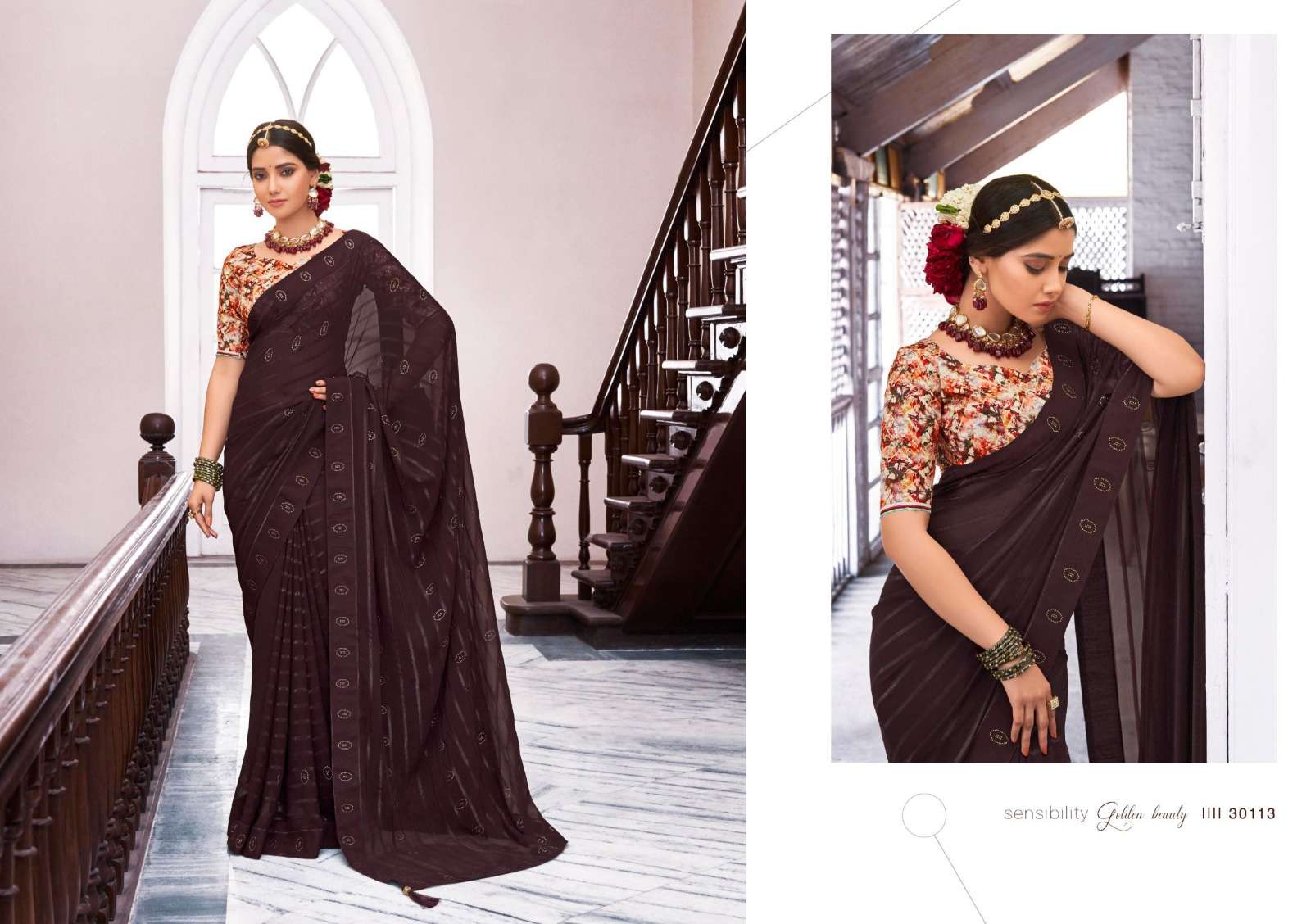 Savera By 5D Designer 30111 To 30118 Series Indian Traditional Wear Collection Beautiful Stylish Fancy Colorful Party Wear & Occasional Wear Pure Georgette Sarees At Wholesale Price