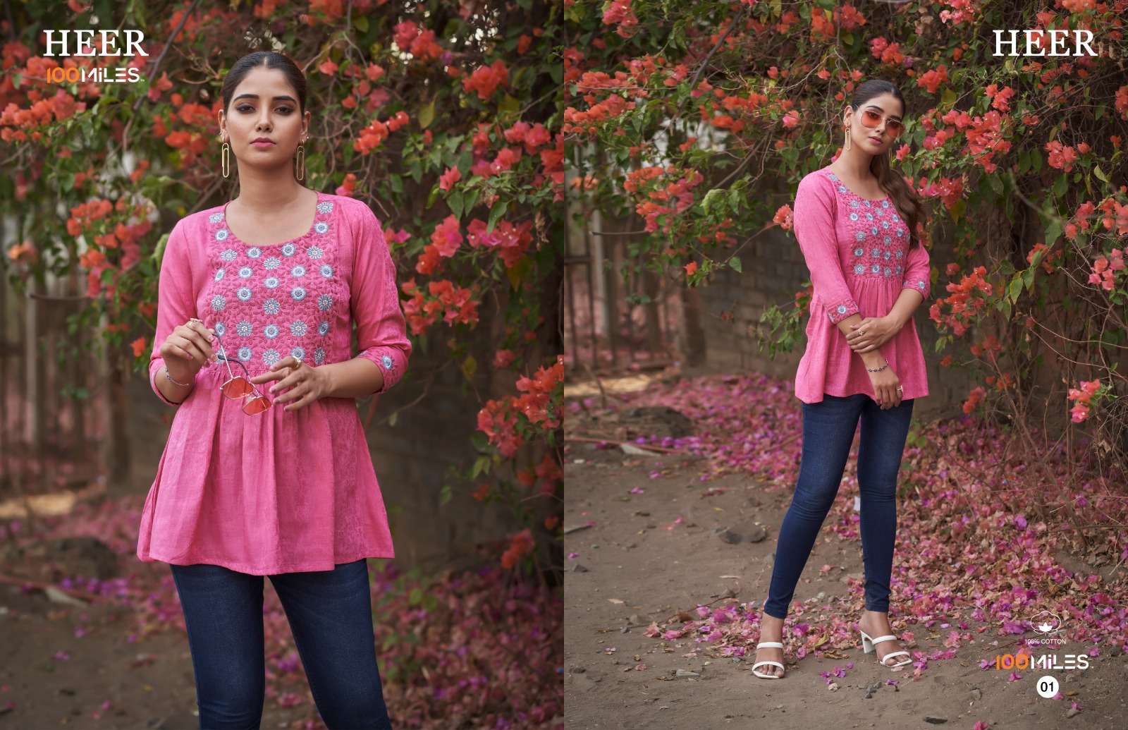 Heer By 100 Miles 01 To 04 Series Designer Stylish Fancy Colorful Beautiful Party Wear & Ethnic Wear Collection Pure Cotton Jacquard Tops At Wholesale Price