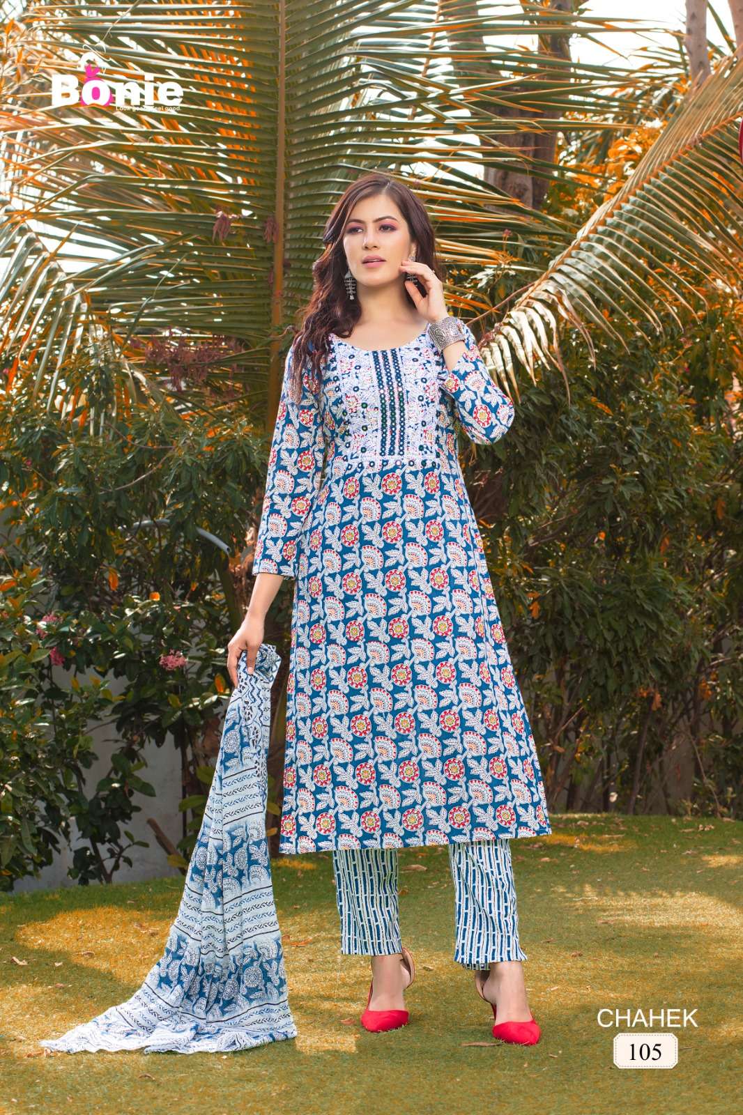 Chahek By Bonie 101 To 106 Series Beautiful Stylish Suits Fancy Colorful Casual Wear & Ethnic Wear & Ready To Wear Pure Cotton With Work Dresses At Wholesale Price