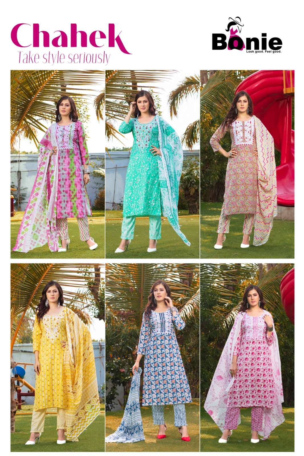 Chahek By Bonie 101 To 106 Series Beautiful Stylish Suits Fancy Colorful Casual Wear & Ethnic Wear & Ready To Wear Pure Cotton With Work Dresses At Wholesale Price