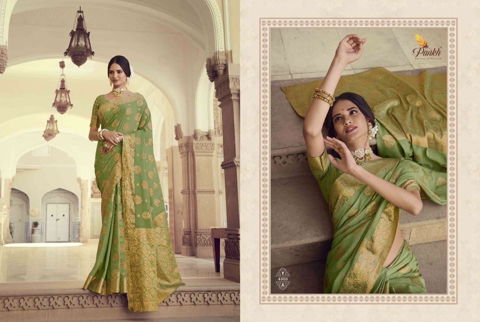 Suhagan Silk Vol-1 By Pankh Creation 4301 To 4313 Series Indian Traditional Wear Collection Beautiful Stylish Fancy Colorful Party Wear & Occasional Wear Chinnon Chiffon Silk Sarees At Wholesale Price