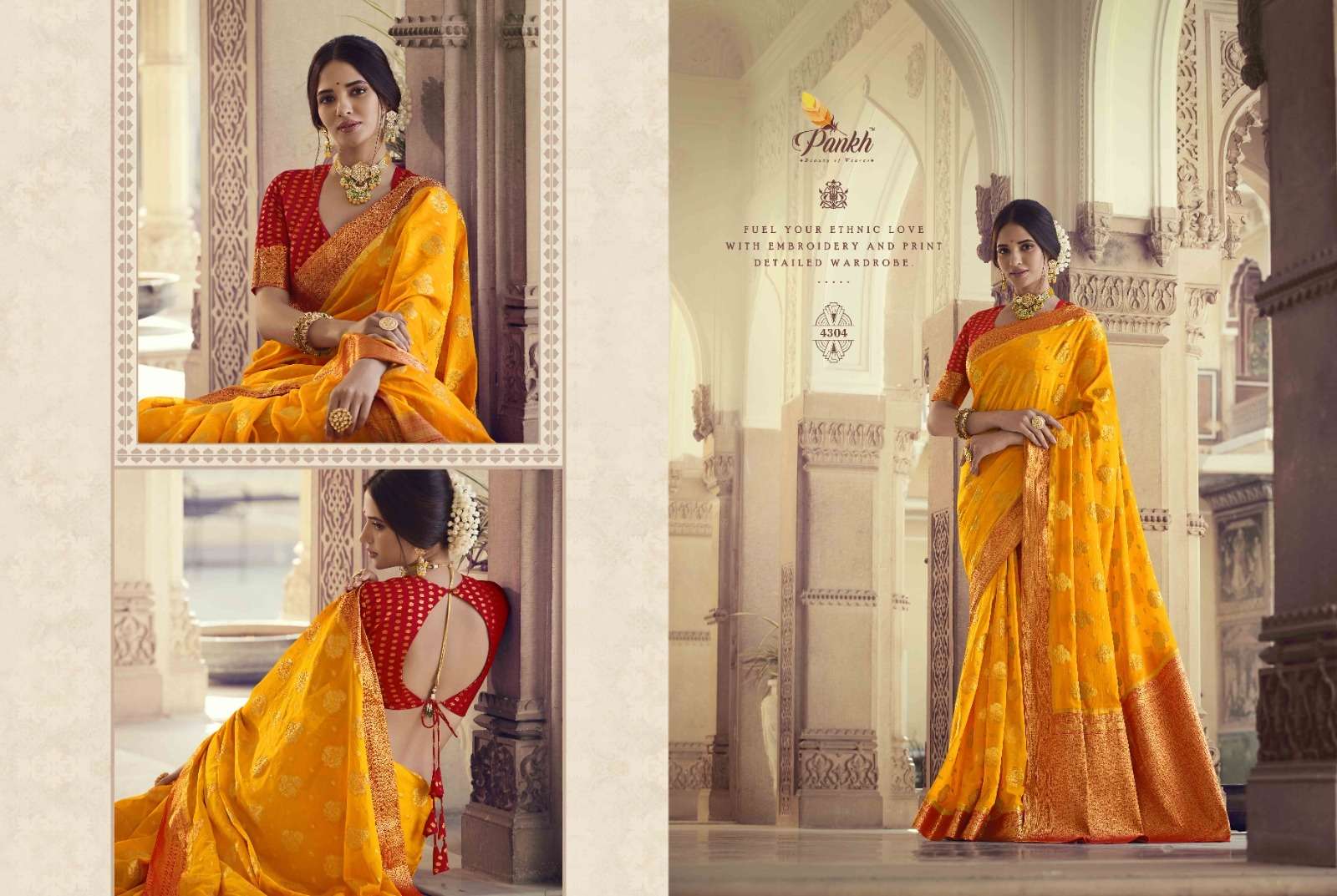 Suhagan Silk Vol-1 By Pankh Creation 4301 To 4313 Series Indian Traditional Wear Collection Beautiful Stylish Fancy Colorful Party Wear & Occasional Wear Chinnon Chiffon Silk Sarees At Wholesale Price