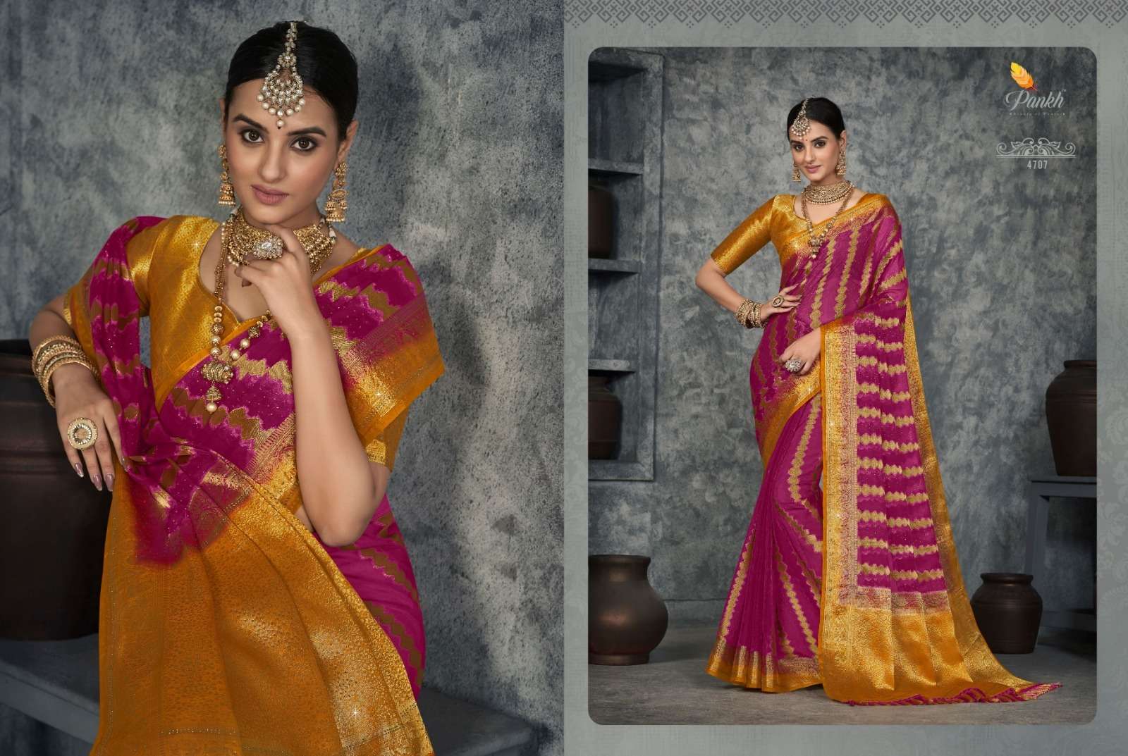 Suchitra Silk Vol-1 By Pankh Creation 4701 To 4708 Series Indian Traditional Wear Collection Beautiful Stylish Fancy Colorful Party Wear & Occasional Wear Silk Sarees At Wholesale Price