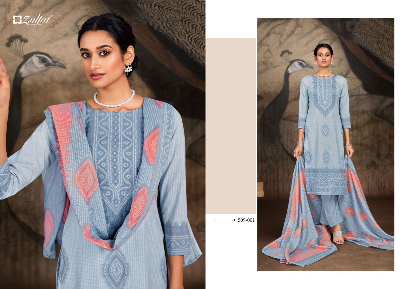 Adeena By Zulfat 509-001 To 509-008 Series Beautiful Stylish Suits Fancy Colorful Casual Wear & Ethnic Wear & Ready To Wear Pure Cotton Printed Dresses At Wholesale Price