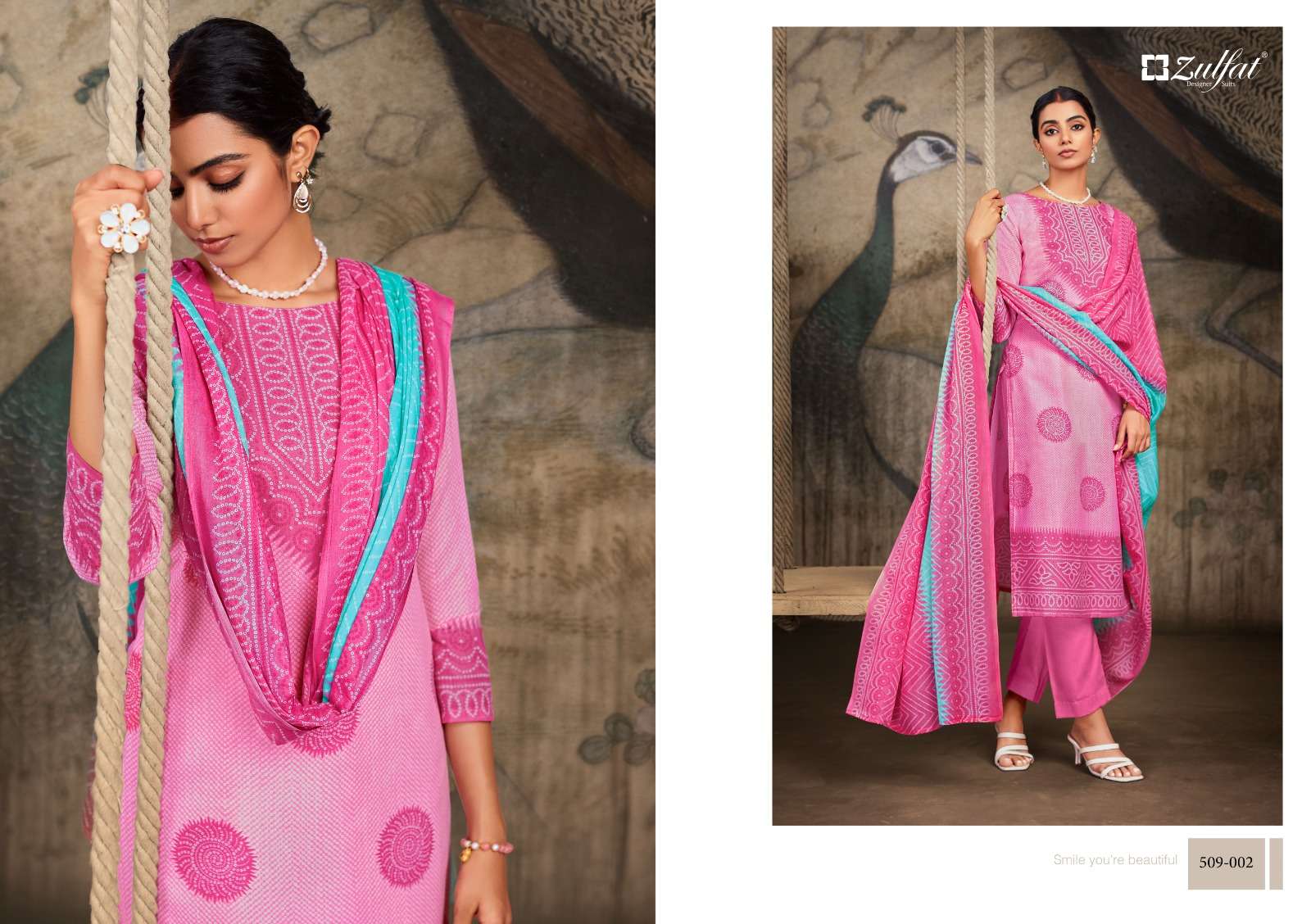 Adeena By Zulfat 509-001 To 509-008 Series Beautiful Stylish Suits Fancy Colorful Casual Wear & Ethnic Wear & Ready To Wear Pure Cotton Printed Dresses At Wholesale Price