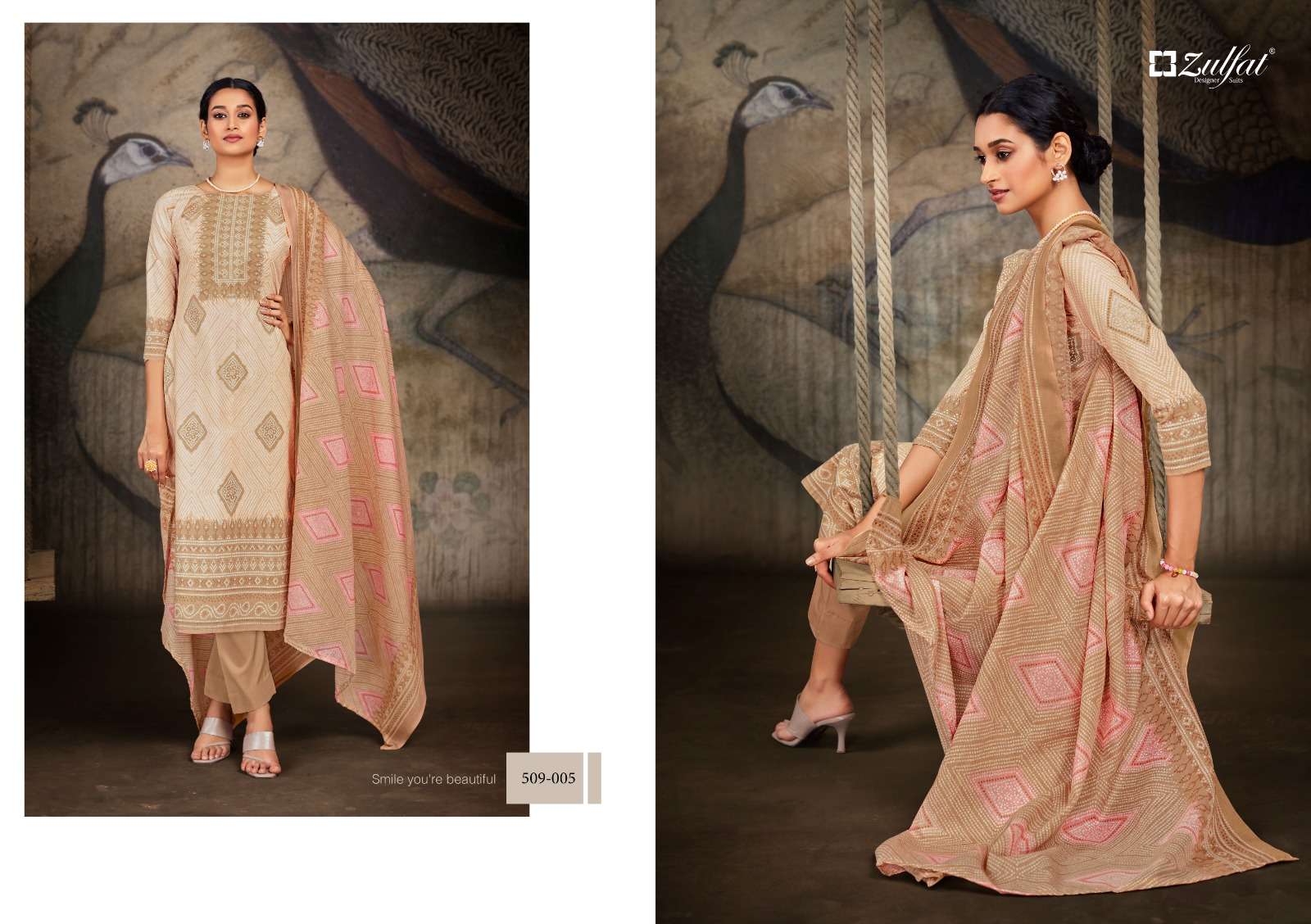 Adeena By Zulfat 509-001 To 509-008 Series Beautiful Stylish Suits Fancy Colorful Casual Wear & Ethnic Wear & Ready To Wear Pure Cotton Printed Dresses At Wholesale Price