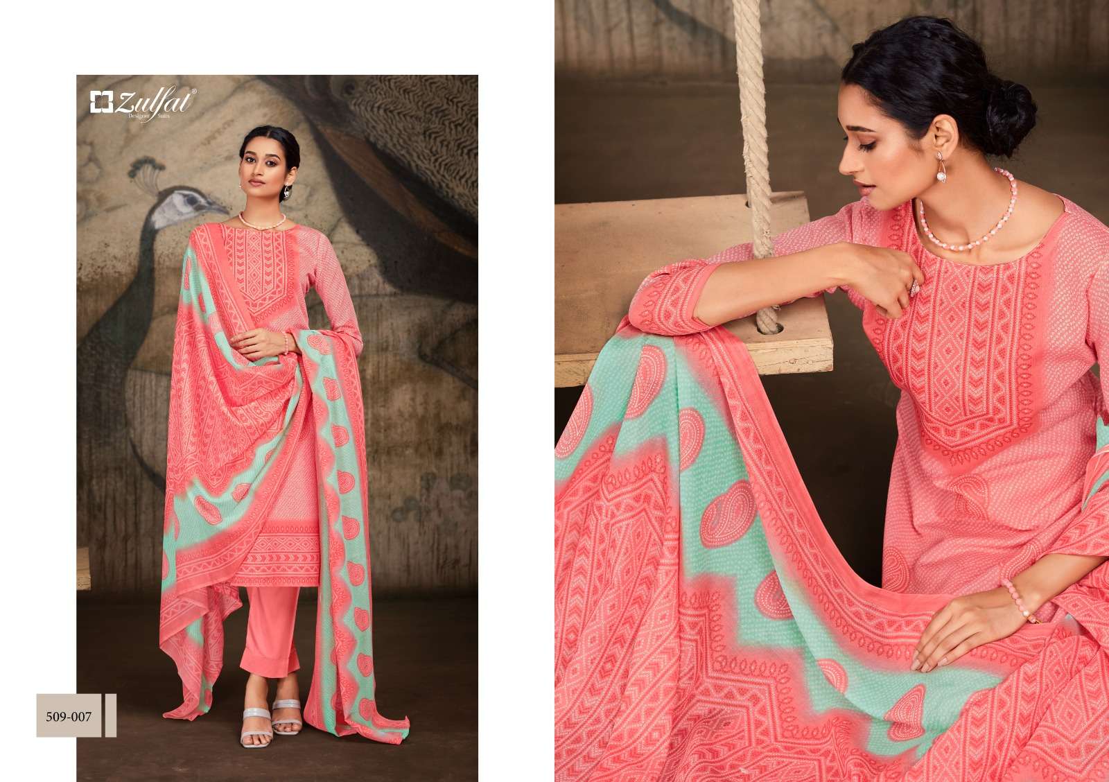 Adeena By Zulfat 509-001 To 509-008 Series Beautiful Stylish Suits Fancy Colorful Casual Wear & Ethnic Wear & Ready To Wear Pure Cotton Printed Dresses At Wholesale Price