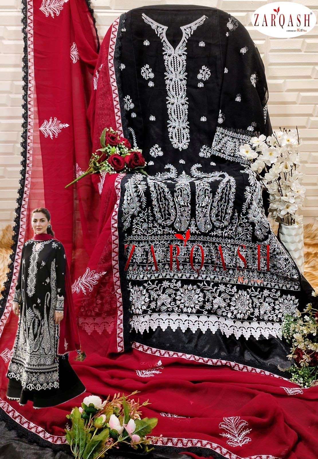 Zarqash Hit Design 3062 By Zarqash Beautiful Pakistani Suits Colorful Stylish Fancy Casual Wear & Ethnic Wear Faux Georgette Dresses At Wholesale Price