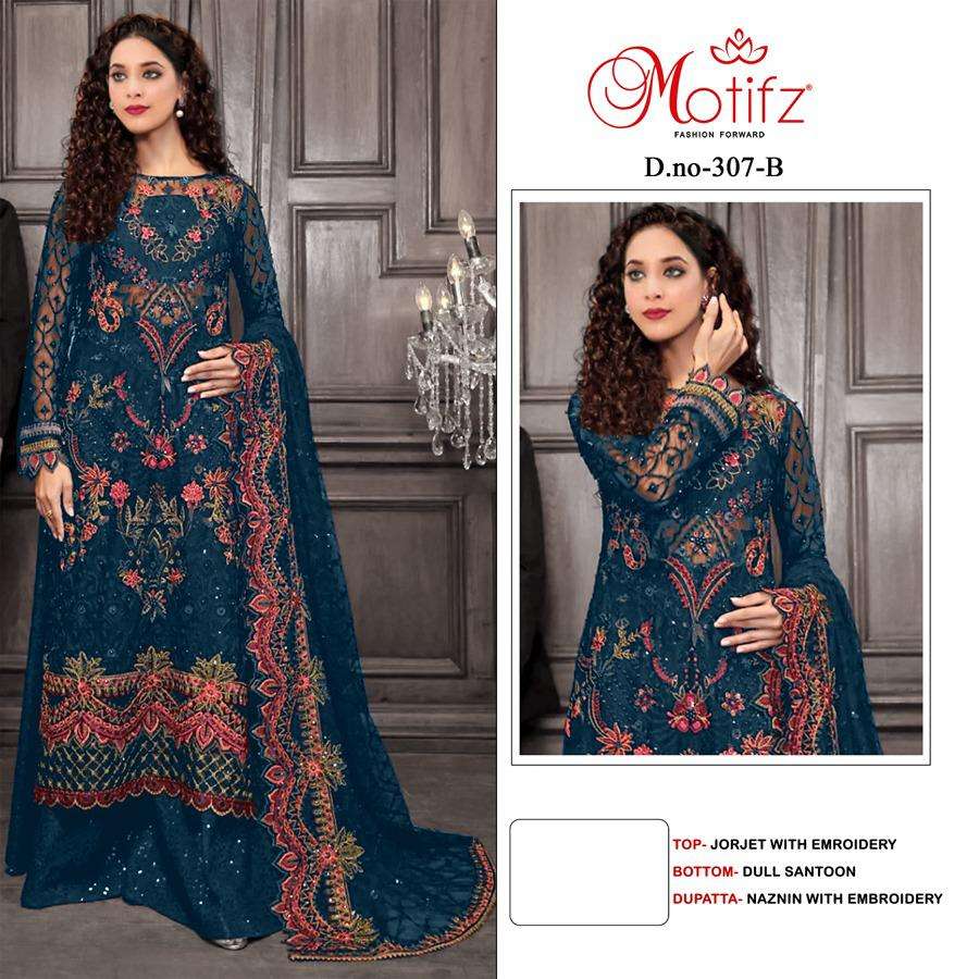 Motifz Hit Design 307 Colours By Motifz 307-A To 307-D Series Beautiful Pakistani Suits Colorful Stylish Fancy Casual Wear & Ethnic Wear Heavy Georgette Dresses At Wholesale Price