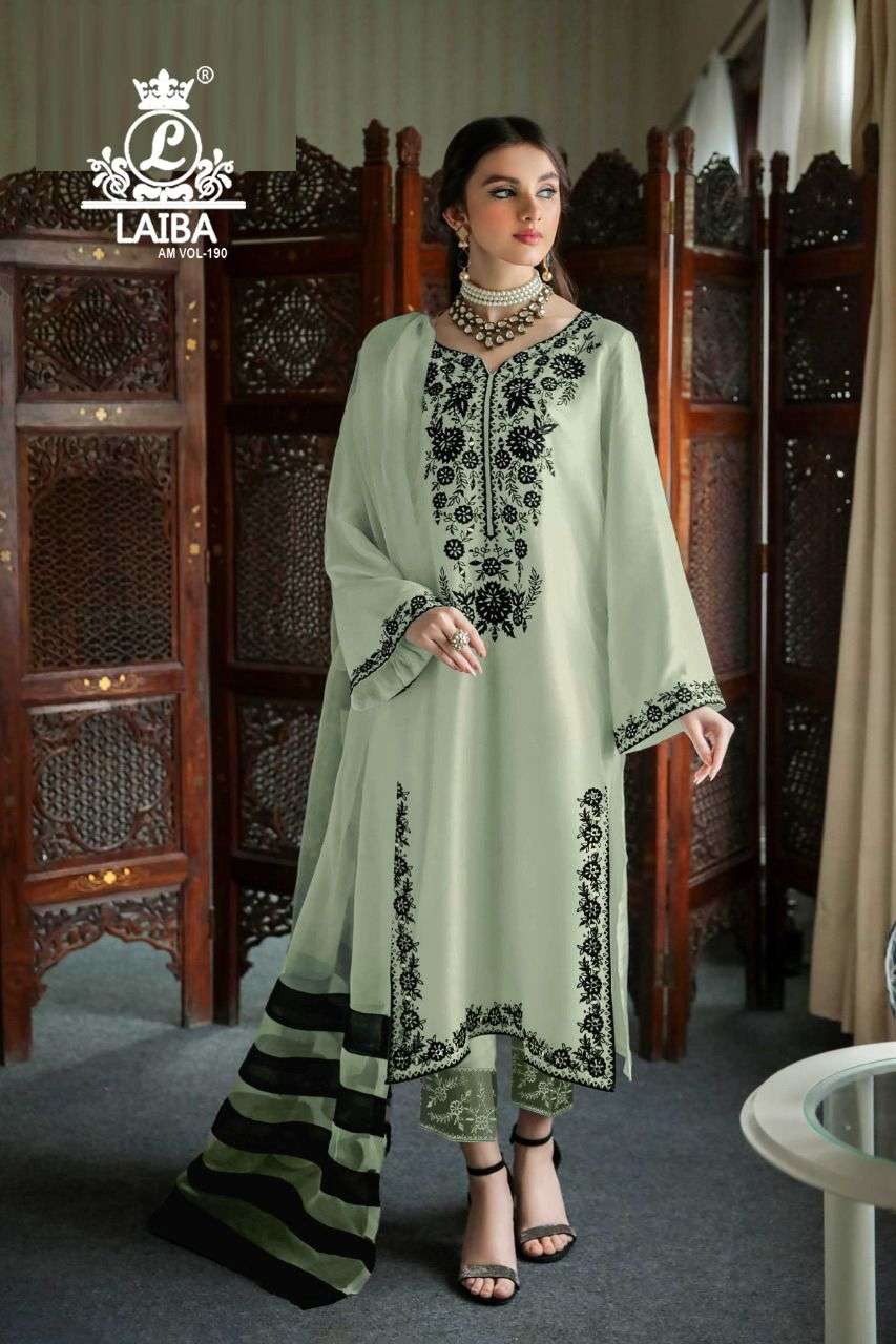 Am Vol-190 By Laiba 190-A To 190-D Series Beautiful Pakistani Suits Stylish Colorful Fancy Casual Wear & Ethnic Wear Pure Georgette Embroidered Dresses At Wholesale Price