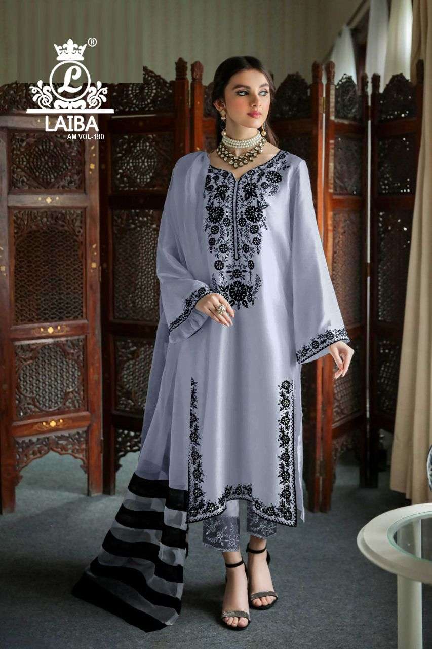 Am Vol-190 By Laiba 190-A To 190-D Series Beautiful Pakistani Suits Stylish Colorful Fancy Casual Wear & Ethnic Wear Pure Georgette Embroidered Dresses At Wholesale Price