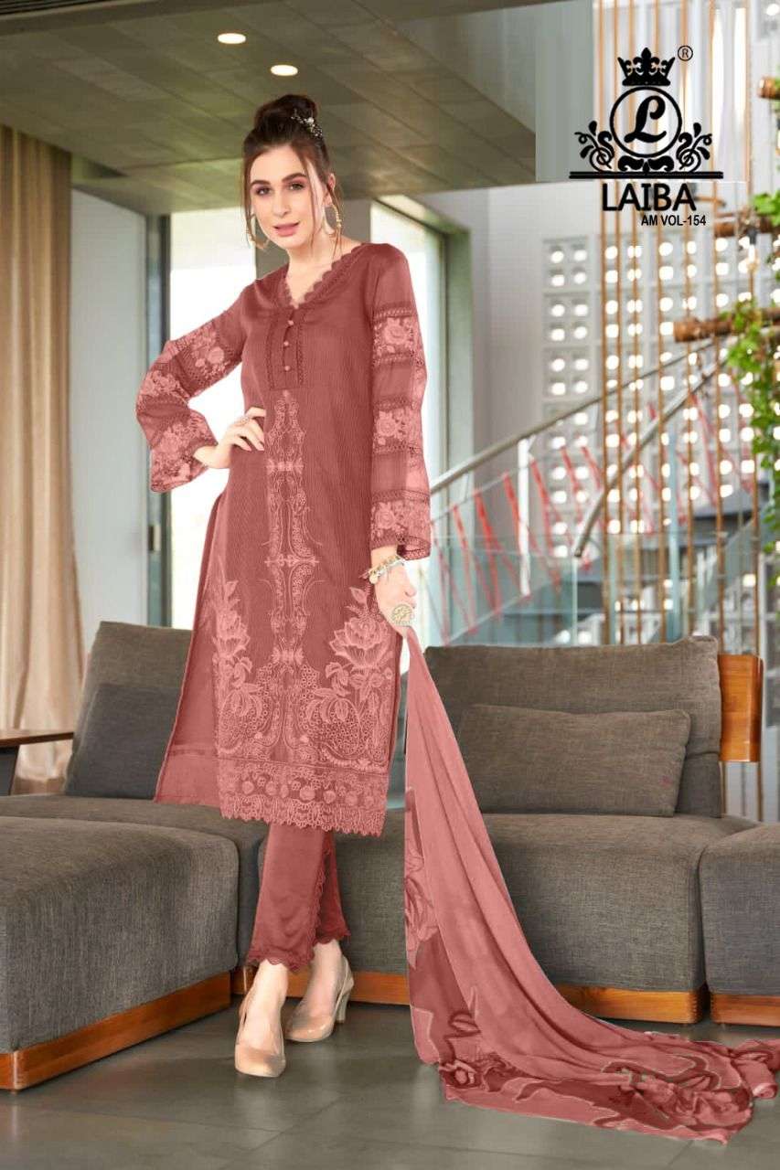 Am Vol-154 By Laiba 154-A To 154-C Series Beautiful Pakistani Suits Stylish Colorful Fancy Casual Wear & Ethnic Wear Pure Georgette Embroidered Dresses At Wholesale Price