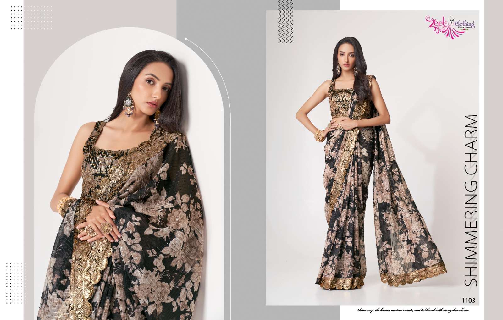 Floral Saree Vol-1 By Zeel Clothing 1101 To 1109 Series Indian Traditional Wear Collection Beautiful Stylish Fancy Colorful Party Wear & Occasional Wear Organza Sarees At Wholesale Price