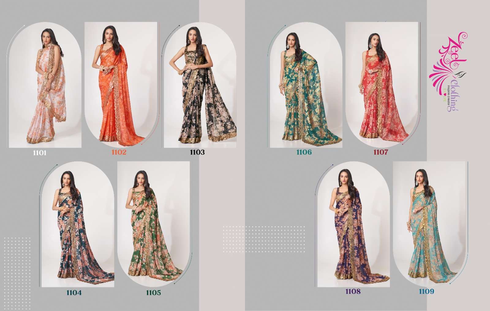 Floral Saree Vol-1 By Zeel Clothing 1101 To 1109 Series Indian Traditional Wear Collection Beautiful Stylish Fancy Colorful Party Wear & Occasional Wear Organza Sarees At Wholesale Price
