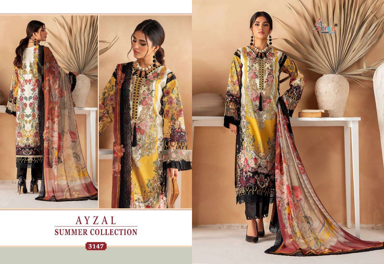 Ayzal Summer Collection By Shree Fabs 3146 To 3151 Series Beautiful Pakistani Suits Colorful Stylish Fancy Casual Wear & Ethnic Wear Pure Cotton Embroidered Dresses At Wholesale Price