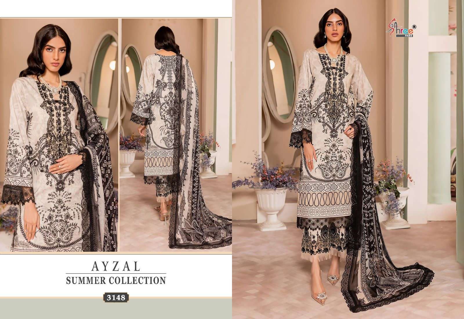 Ayzal Summer Collection By Shree Fabs 3146 To 3151 Series Beautiful Pakistani Suits Colorful Stylish Fancy Casual Wear & Ethnic Wear Pure Cotton Embroidered Dresses At Wholesale Price