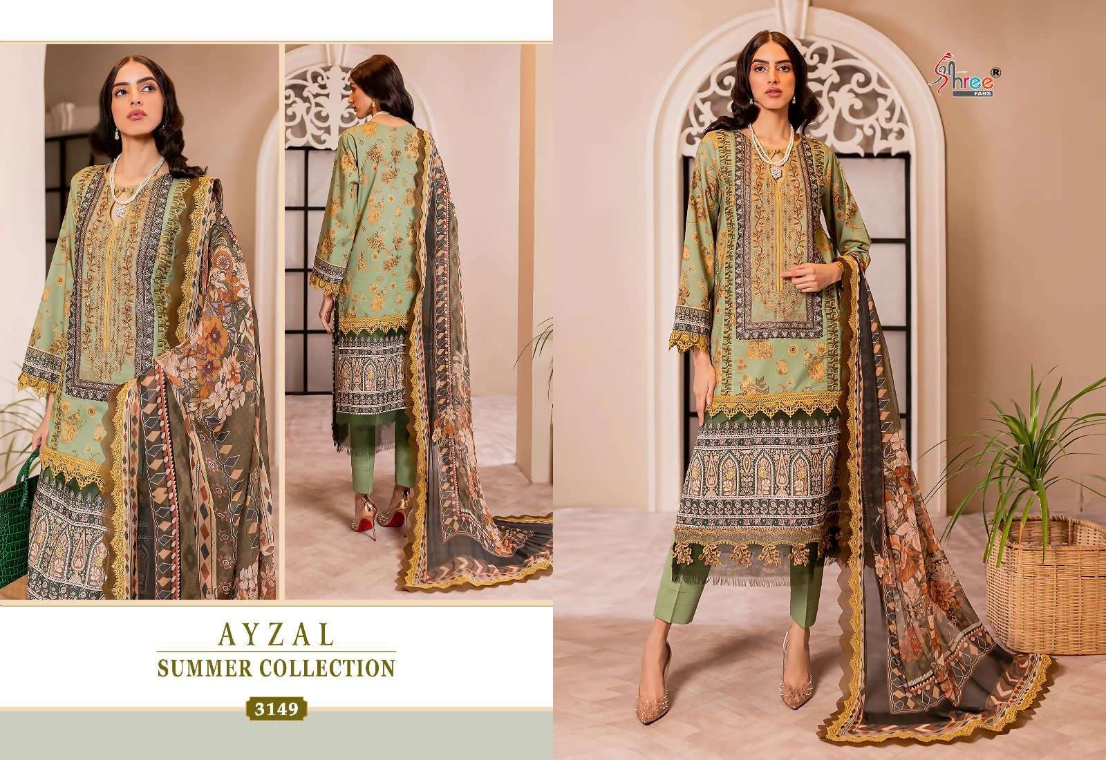 Ayzal Summer Collection By Shree Fabs 3146 To 3151 Series Beautiful Pakistani Suits Colorful Stylish Fancy Casual Wear & Ethnic Wear Pure Cotton Embroidered Dresses At Wholesale Price