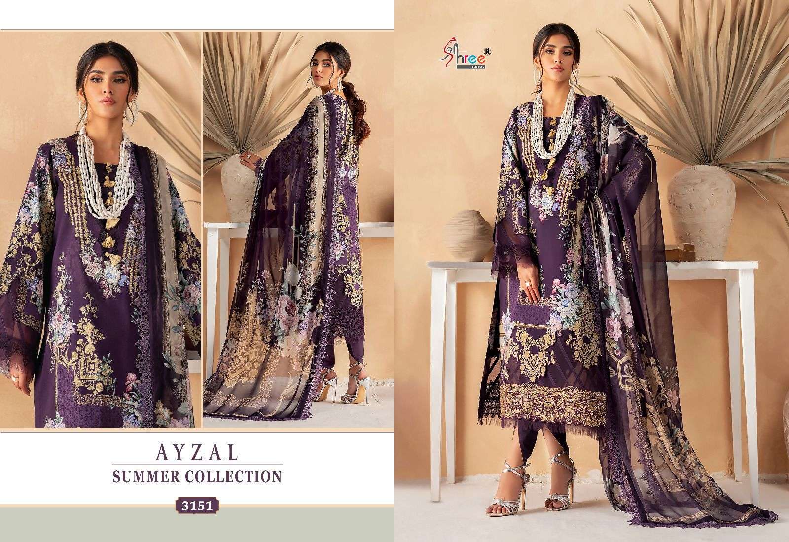 Ayzal Summer Collection By Shree Fabs 3146 To 3151 Series Beautiful Pakistani Suits Colorful Stylish Fancy Casual Wear & Ethnic Wear Pure Cotton Embroidered Dresses At Wholesale Price