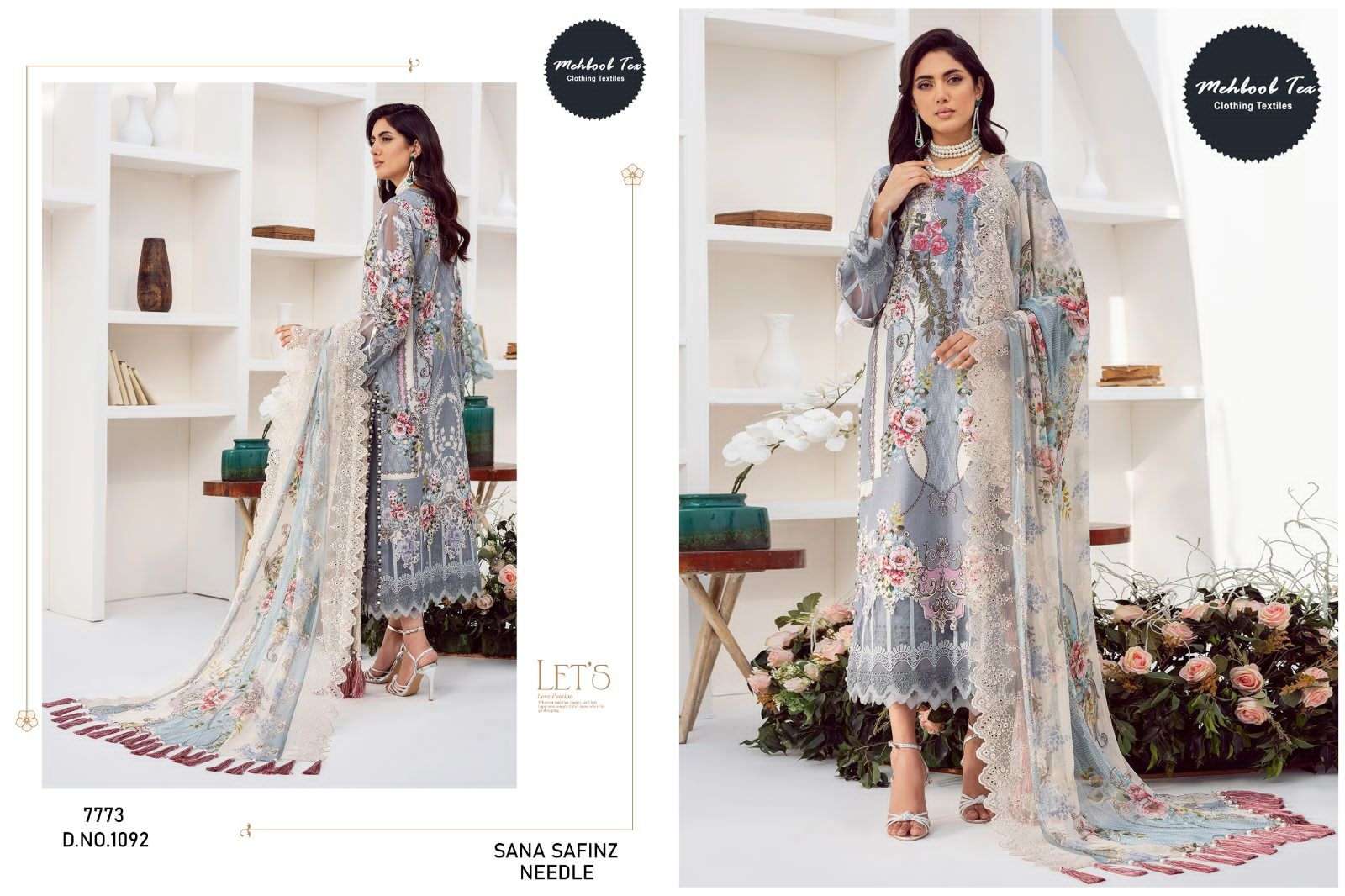 Sana Safinaz Needle By Mehboob Tex 1091 To 1093 Series Beautiful Pakistani Suits Colorful Stylish Fancy Casual Wear Lawn Cotton Embroidered Dresses At Wholesale Price