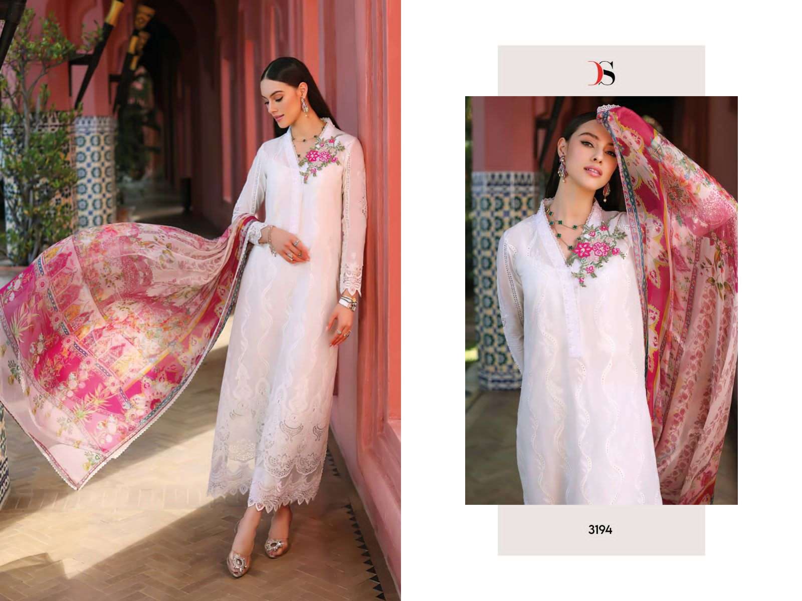 Noor Luxury Chikankari Lawn-23 By Deepsy Suits 3191 To 3196 Series Designer Pakistani Suits Beautiful Fancy Stylish Colorful Party Wear & Occasional Wear Pure Cambric Cotton With Embroidery Dresses At Wholesale Price