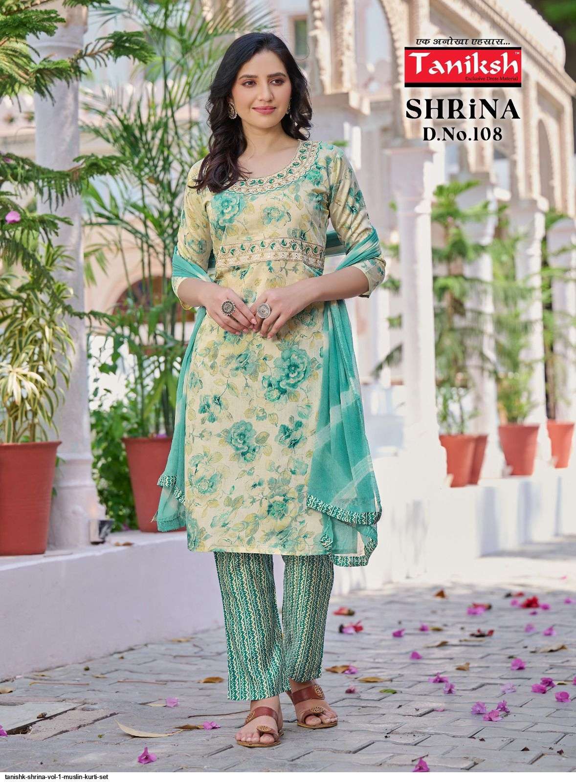 Shrina Vol-1 By Taniksh 101 To 108 Series Designer Festive Suits Beautiful Fancy Stylish Colorful Party Wear & Occasional Wear Muslin Print Dresses At Wholesale Price
