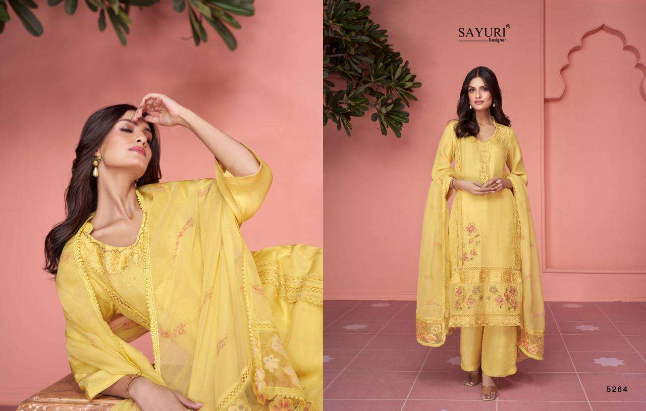 Sofiya By Sayuri 5262 To 5266 Series Beautiful Suits Colorful Stylish Fancy Casual Wear & Ethnic Wear Organza/Premium Silk Dresses At Wholesale Price