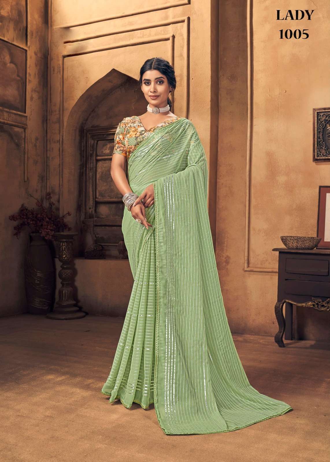 Lady By Fashion Lab 1001 To 1006 Series Indian Traditional Wear Collection Beautiful Stylish Fancy Colorful Party Wear & Occasional Wear Georgette Sarees At Wholesale Price