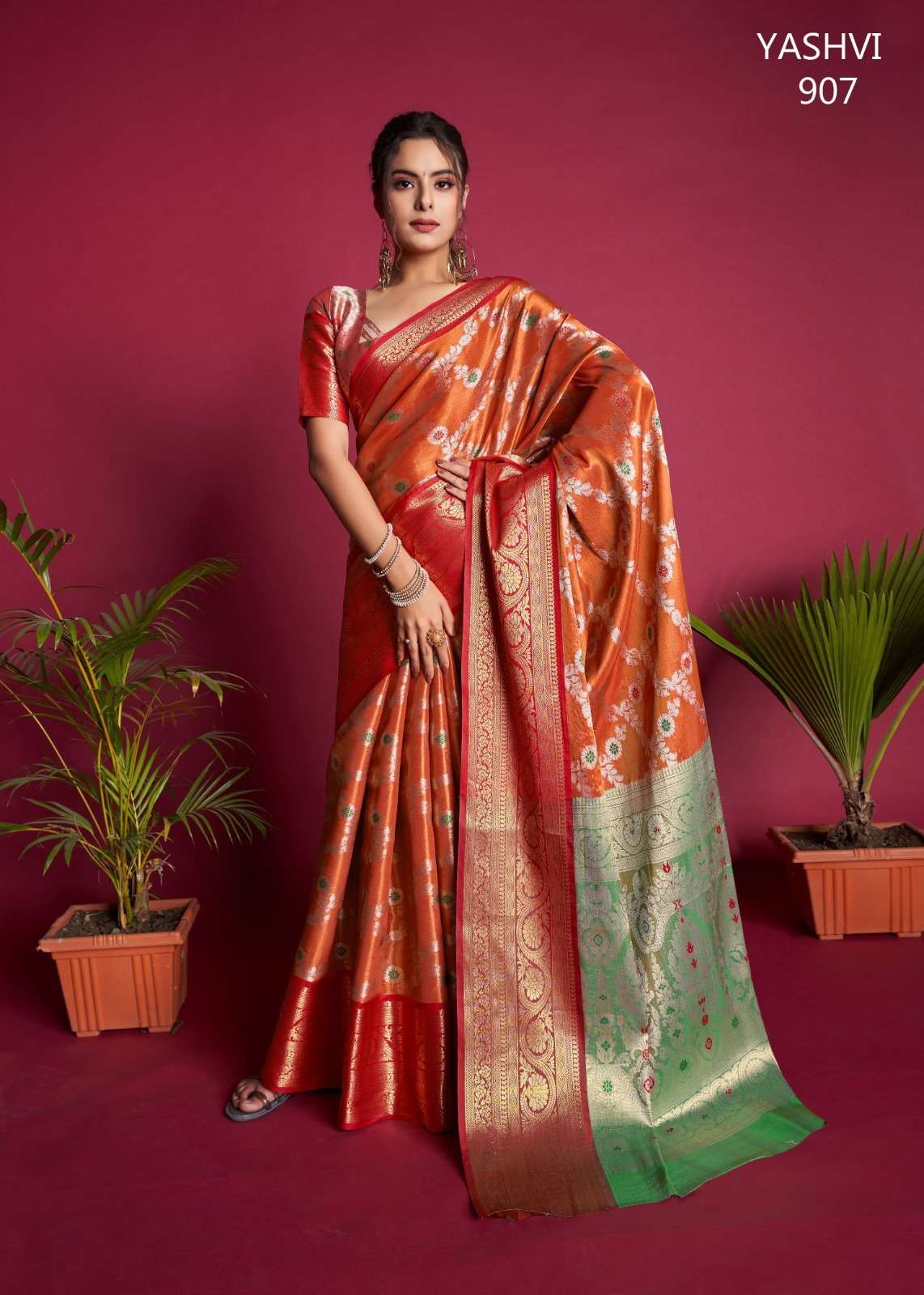 Yashvi By Fashion Lab 901 To 908 Series Indian Traditional Wear Collection Beautiful Stylish Fancy Colorful Party Wear & Occasional Wear Kanjivaram Silk Sarees At Wholesale Price