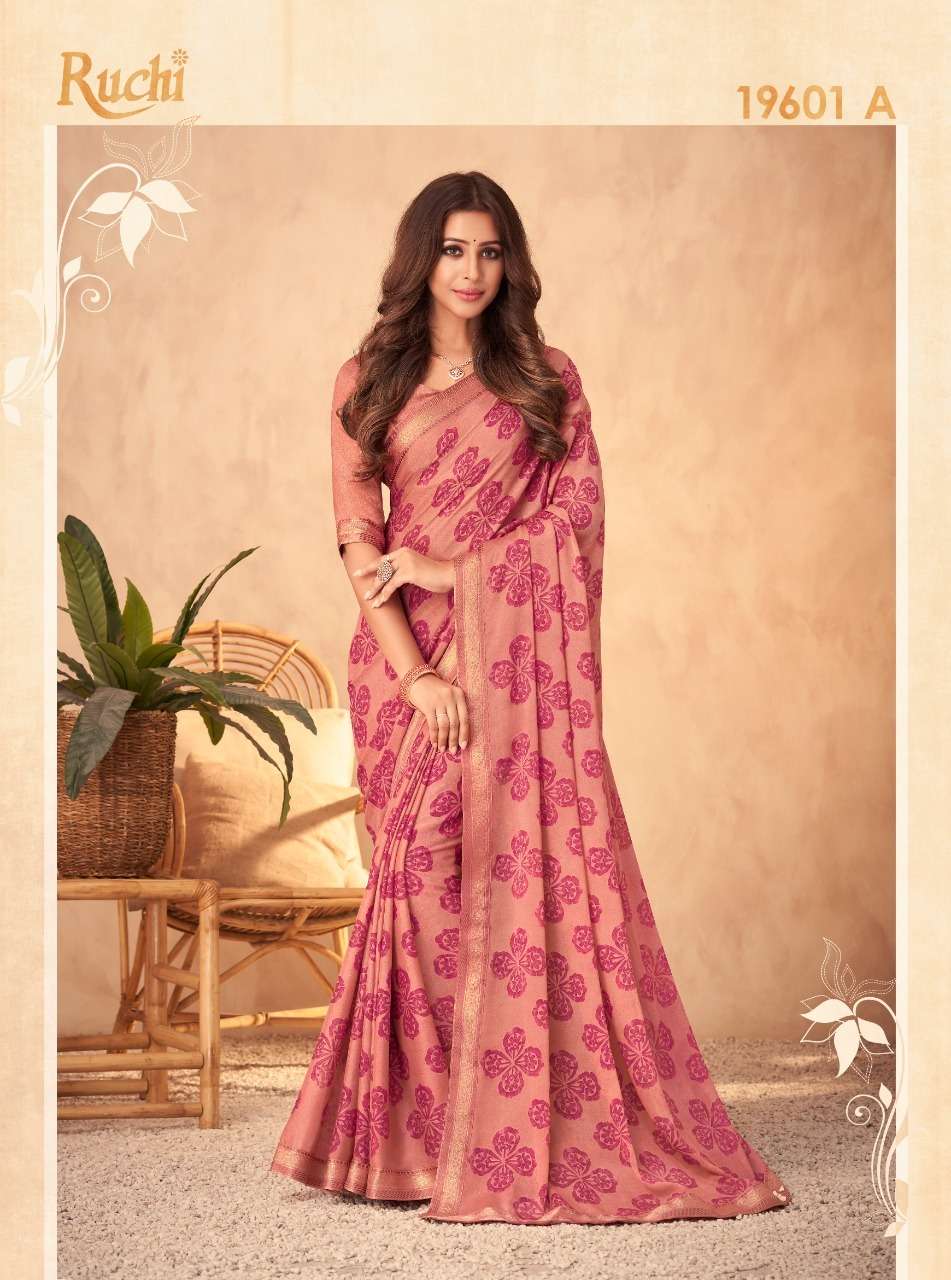 Chandni Vol-3 By Ruchi Sarees 19601-A To 19606-D Series Indian Traditional Wear Collection Beautiful Stylish Fancy Colorful Party Wear & Occasional Wear Silk Georgette Sarees At Wholesale Price