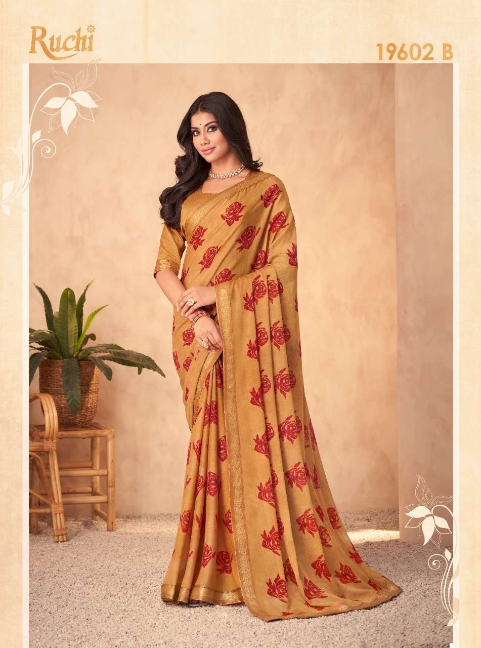 Chandni Vol-3 By Ruchi Sarees 19601-A To 19606-D Series Indian Traditional Wear Collection Beautiful Stylish Fancy Colorful Party Wear & Occasional Wear Silk Georgette Sarees At Wholesale Price