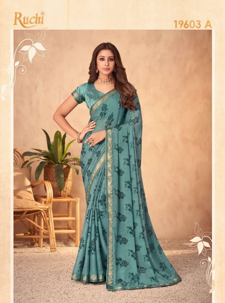 Chandni Vol-3 By Ruchi Sarees 19601-A To 19606-D Series Indian Traditional Wear Collection Beautiful Stylish Fancy Colorful Party Wear & Occasional Wear Silk Georgette Sarees At Wholesale Price