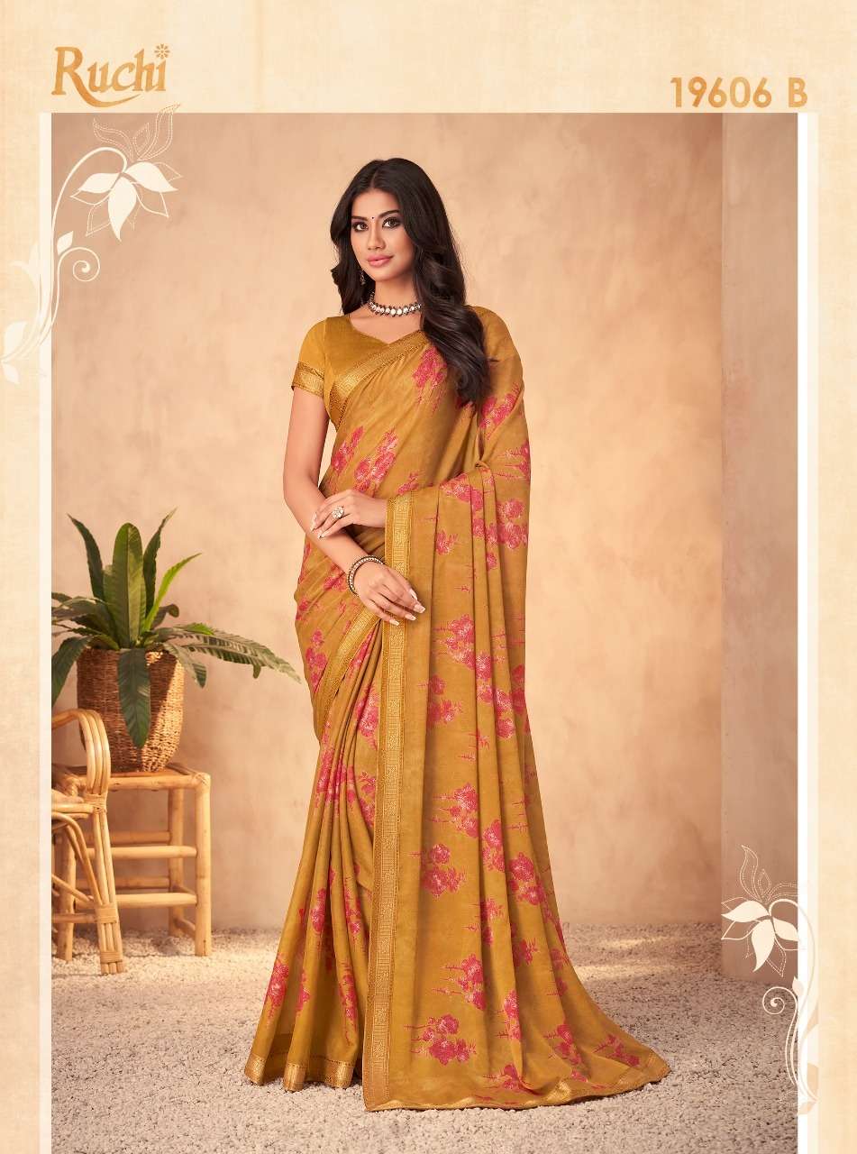 Chandni Vol-3 By Ruchi Sarees 19601-A To 19606-D Series Indian Traditional Wear Collection Beautiful Stylish Fancy Colorful Party Wear & Occasional Wear Silk Georgette Sarees At Wholesale Price